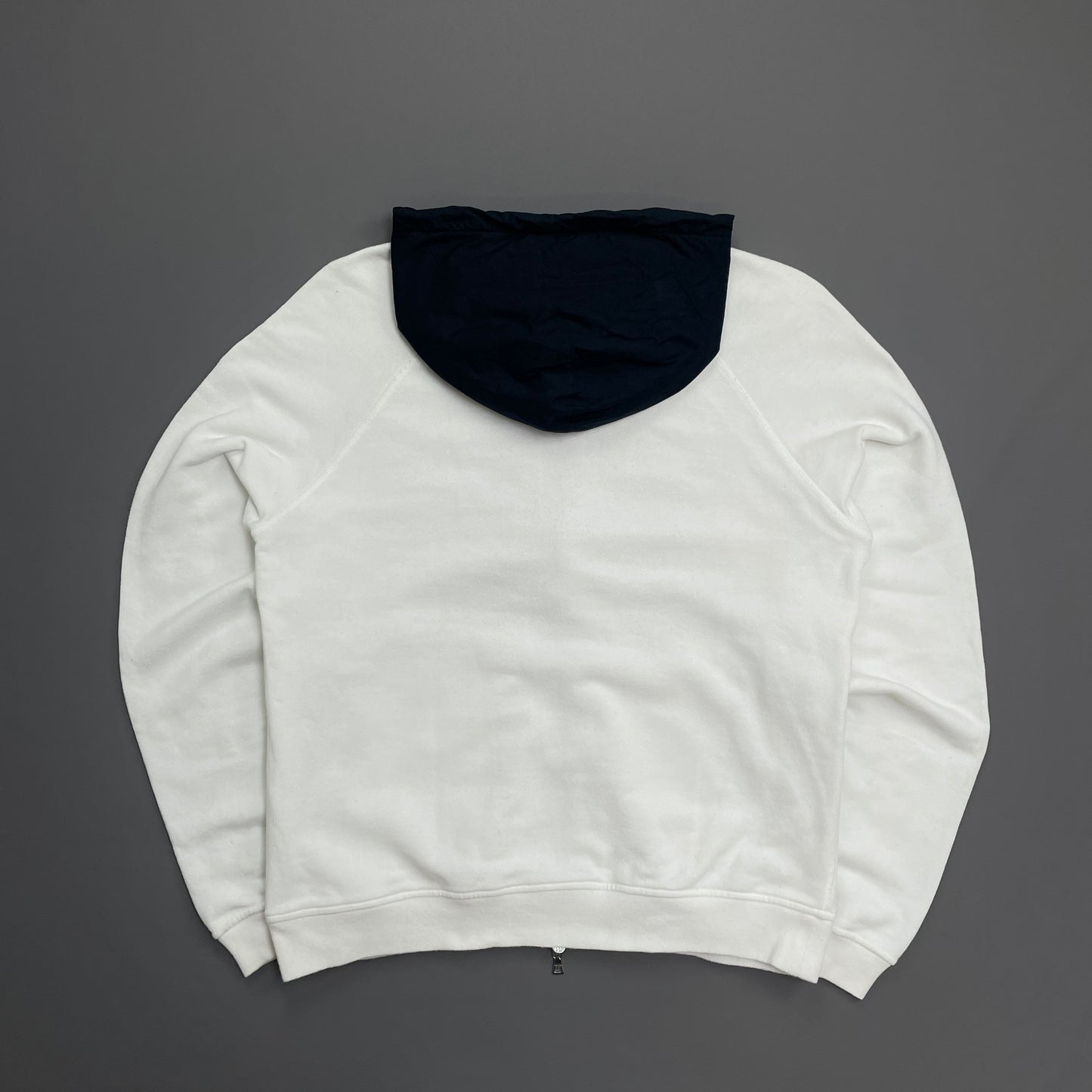 Prada Sport White 2006 Navy Hood Cotton Zip-Through Hoodie