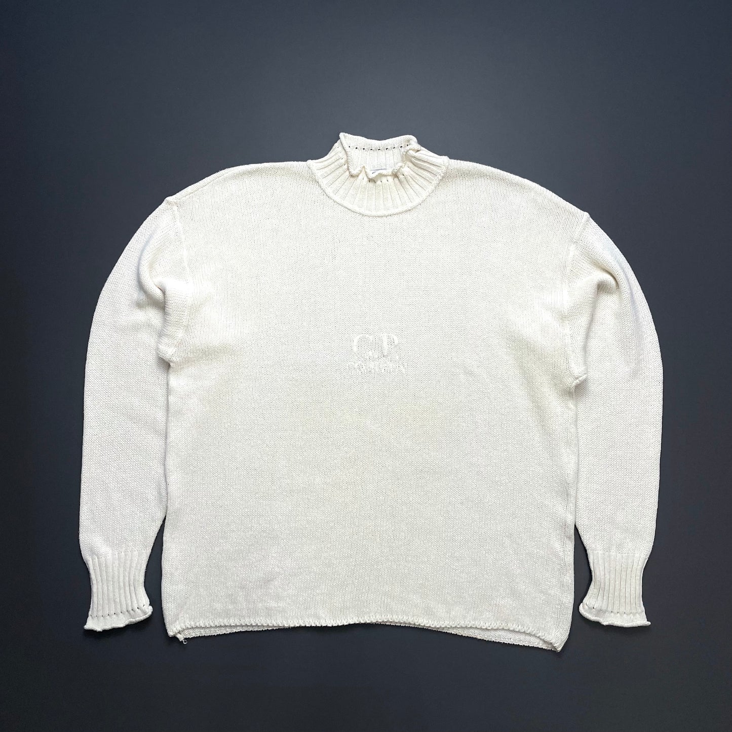 C.P. Company Cream White 80s Ideas From Massimo Osti Spellout Knit Jumper