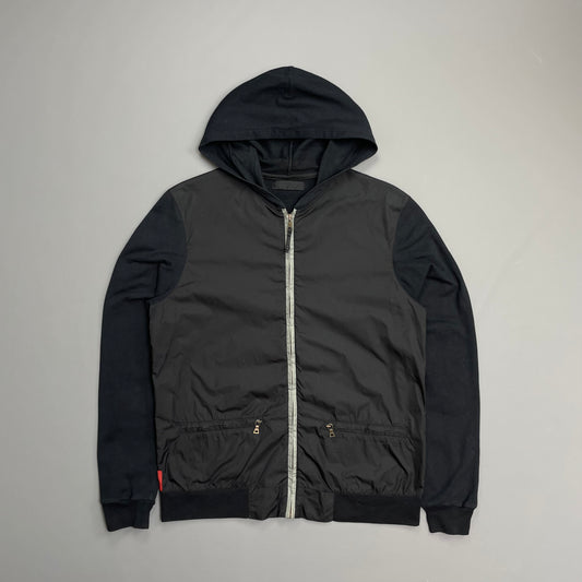 Prada Sport Navy 00s Nylon Panelled Lightweight Zip-Through Hoodie