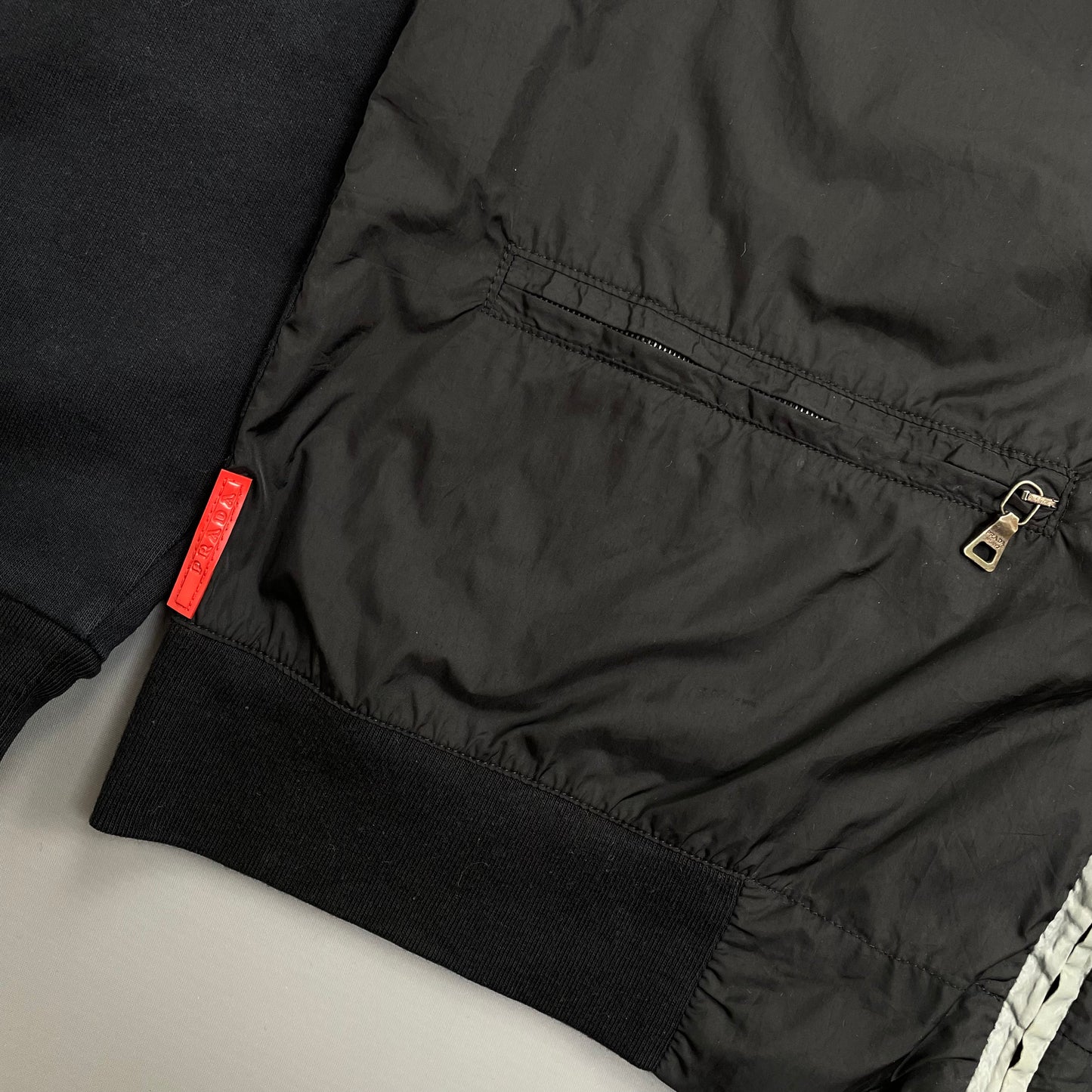 Prada Sport Navy 00s Nylon Panelled Lightweight Zip-Through Hoodie