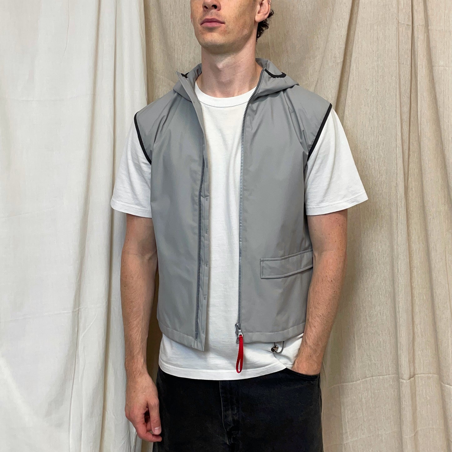 Prada Sport Grey SS00 Hooded Sailing Gilet Vest