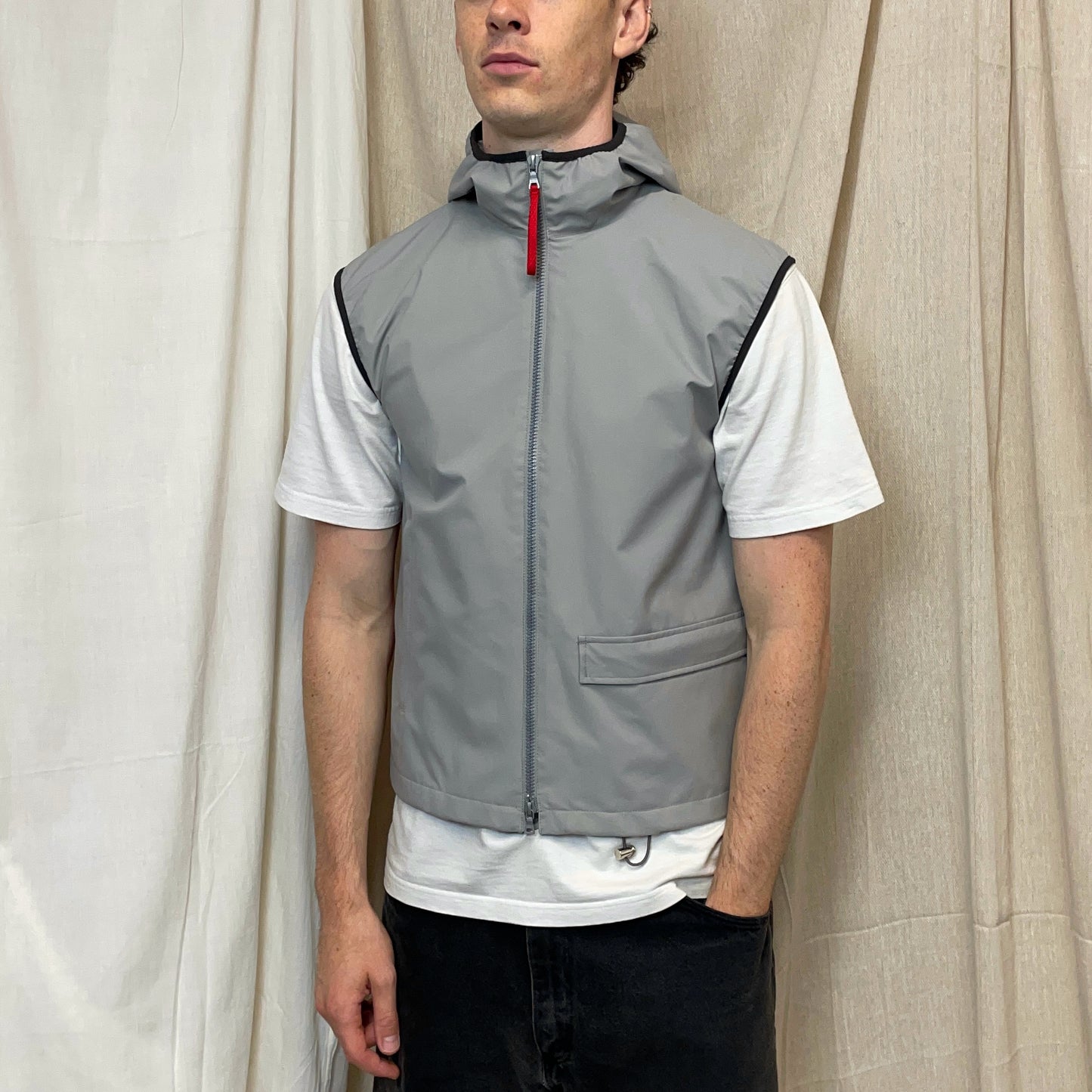 Prada Sport Grey SS00 Hooded Sailing Gilet Vest