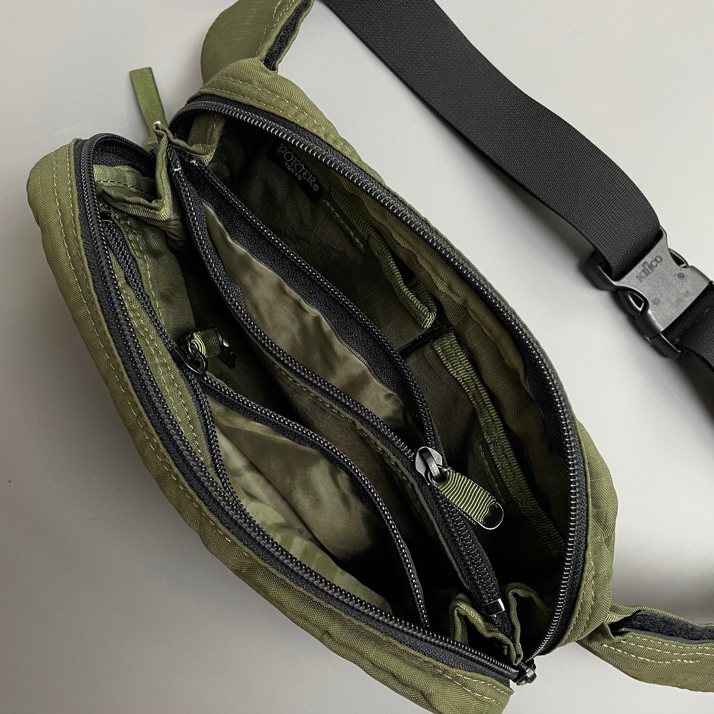Porter Yoshida & Co. Green Canvas Ripstop 3M Reflective Crossbody Bag