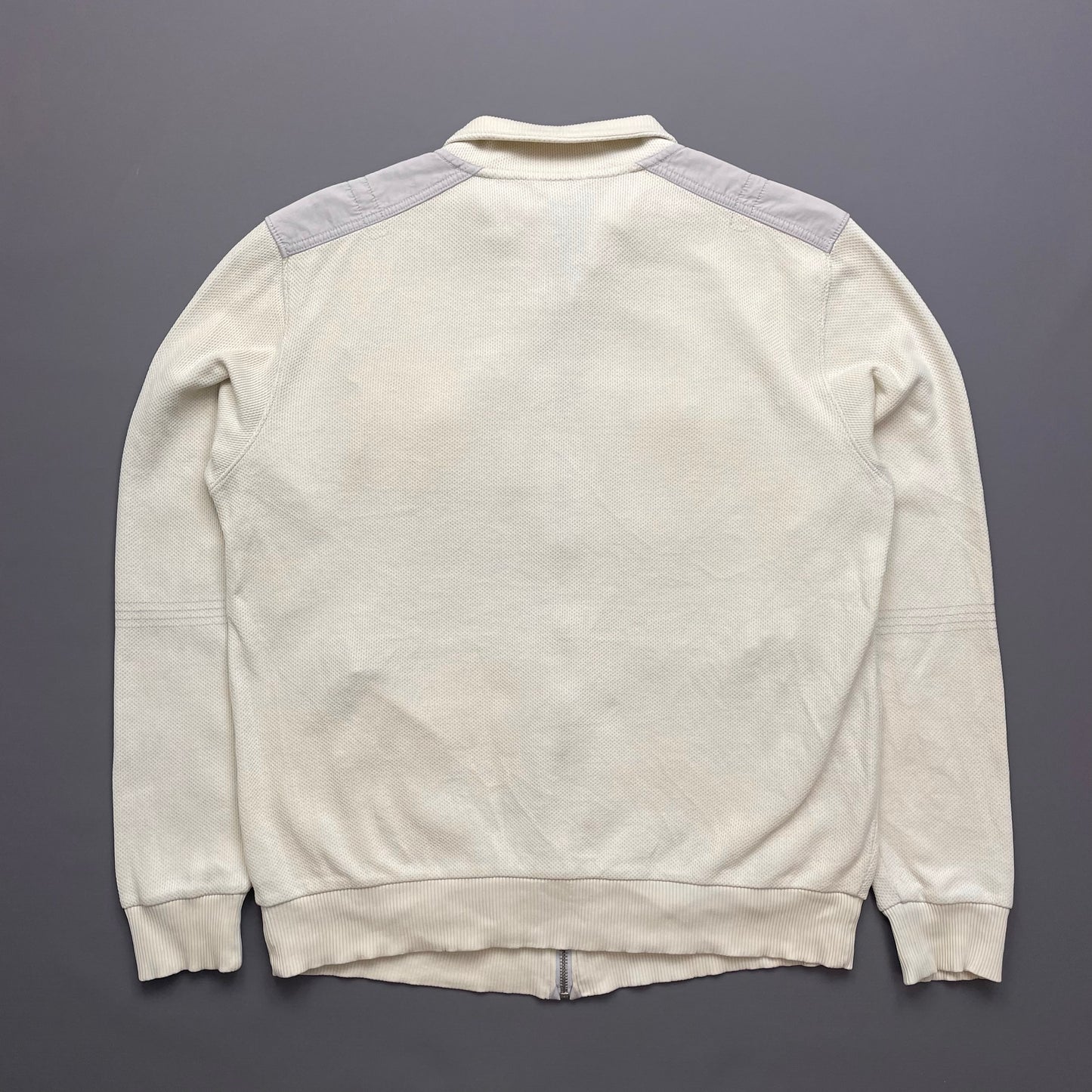 Calvin Klein Cream Mesh Zip-Through Panelled Jumper