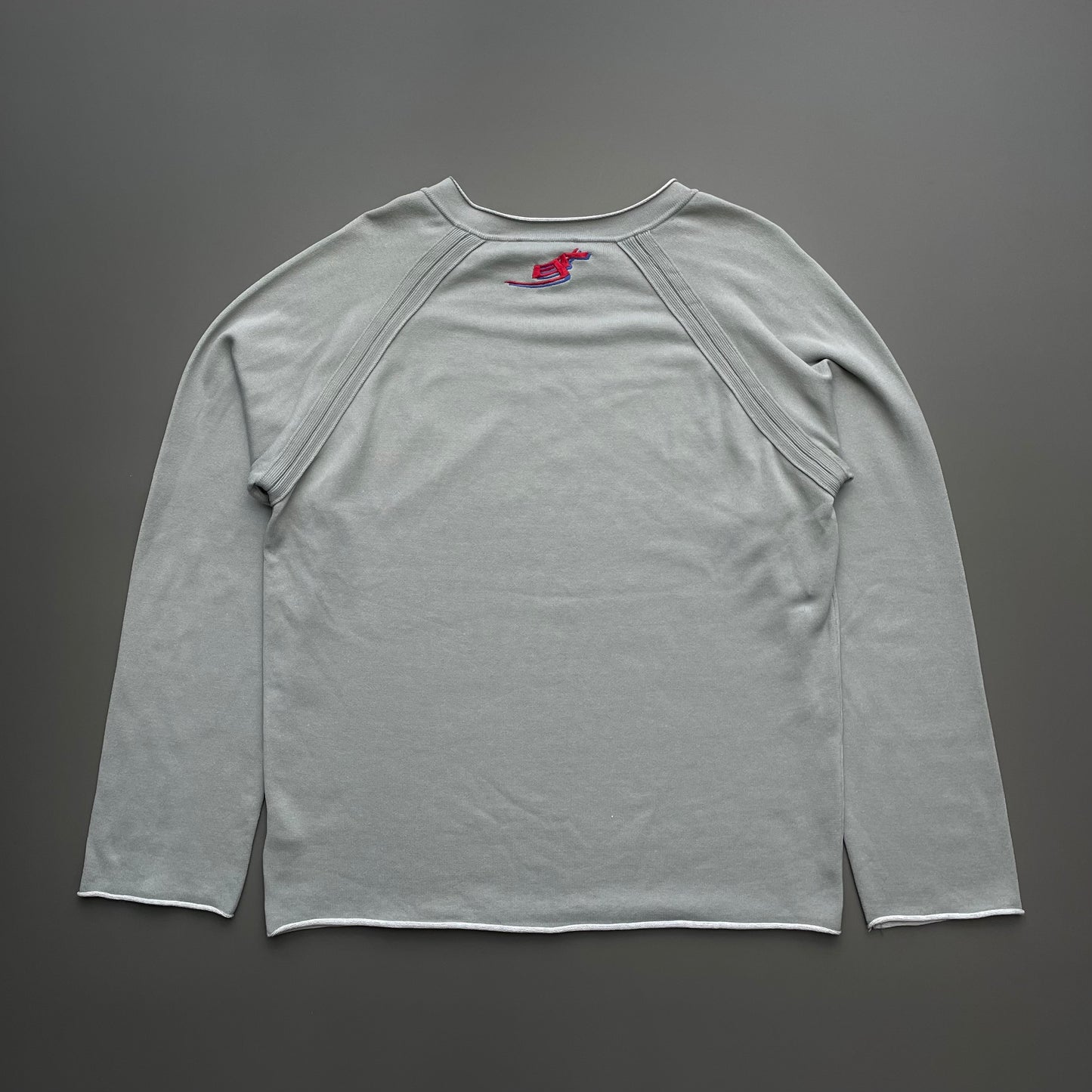 Emporio Armani Grey 00s Raw-Edge Shoulder Zip Technical Jumper