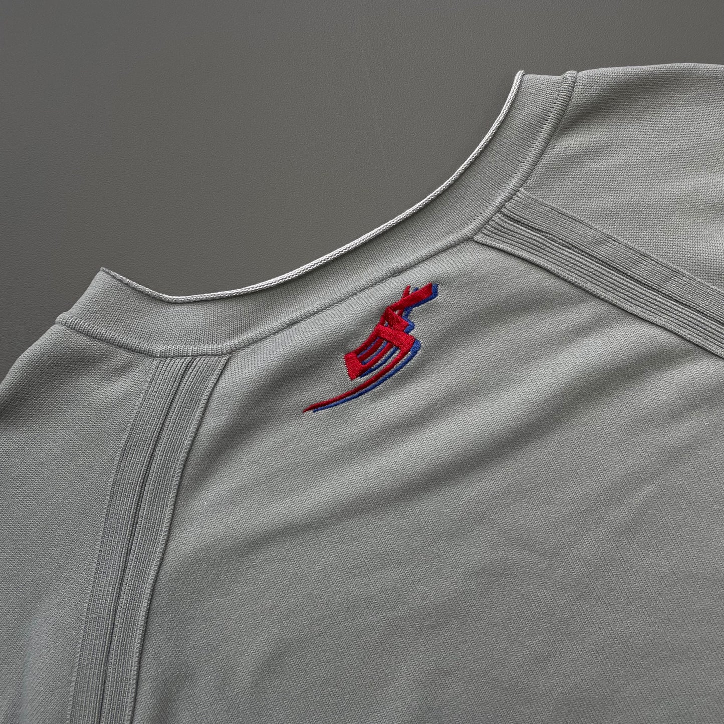 Emporio Armani Grey 00s Raw-Edge Shoulder Zip Technical Jumper