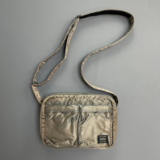Porter Yoshida & Co. Silver & Beige Nylon Tanker Shoulder Bag