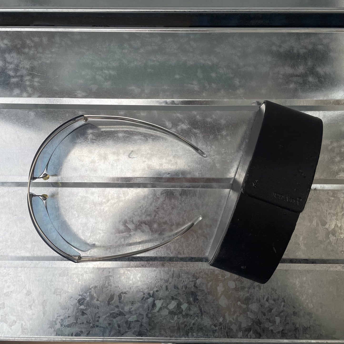 Prada Light Blue & Silver 00s Metal Frame Sunglasses