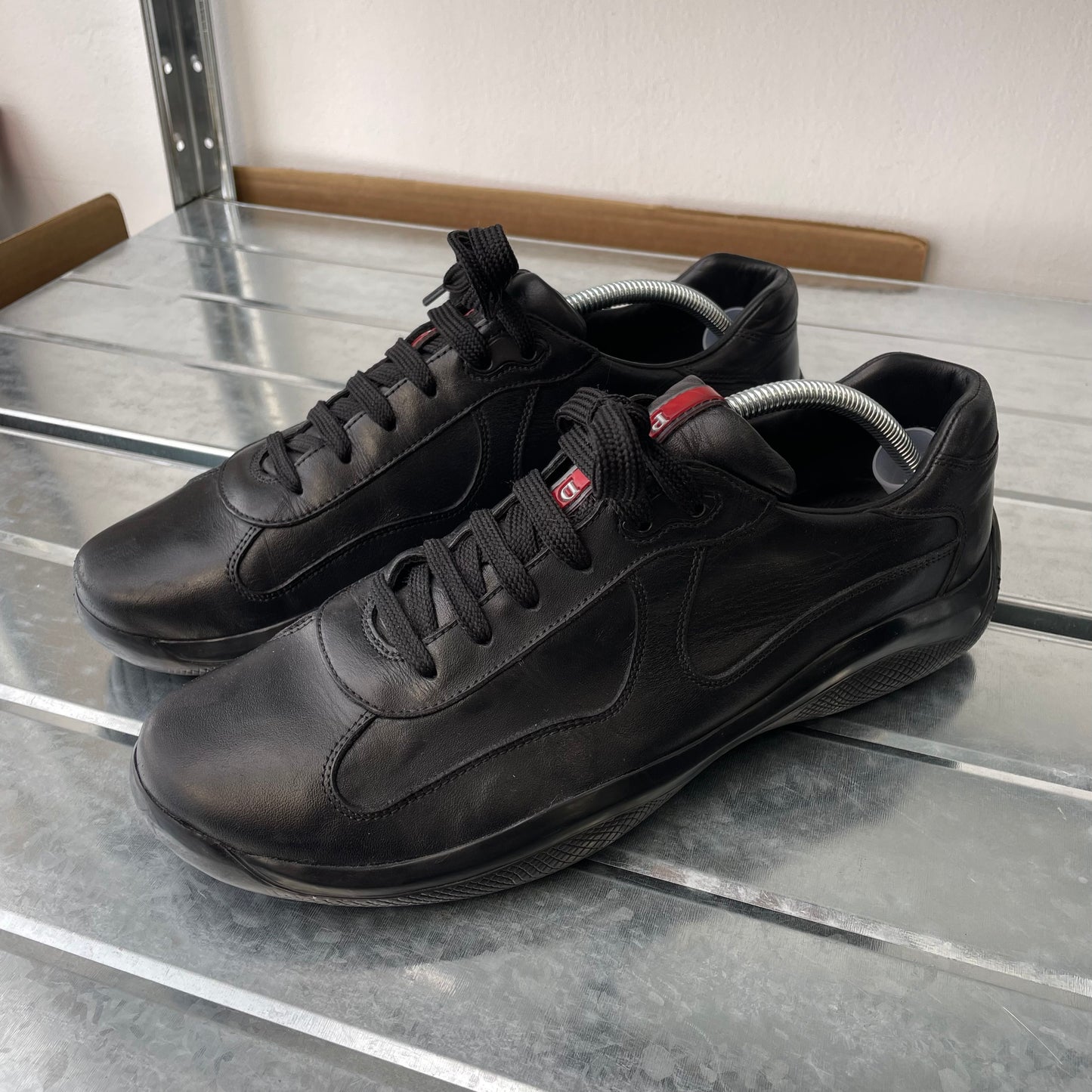 Prada Sport Black 00s All Leather Americas Cup Trainers