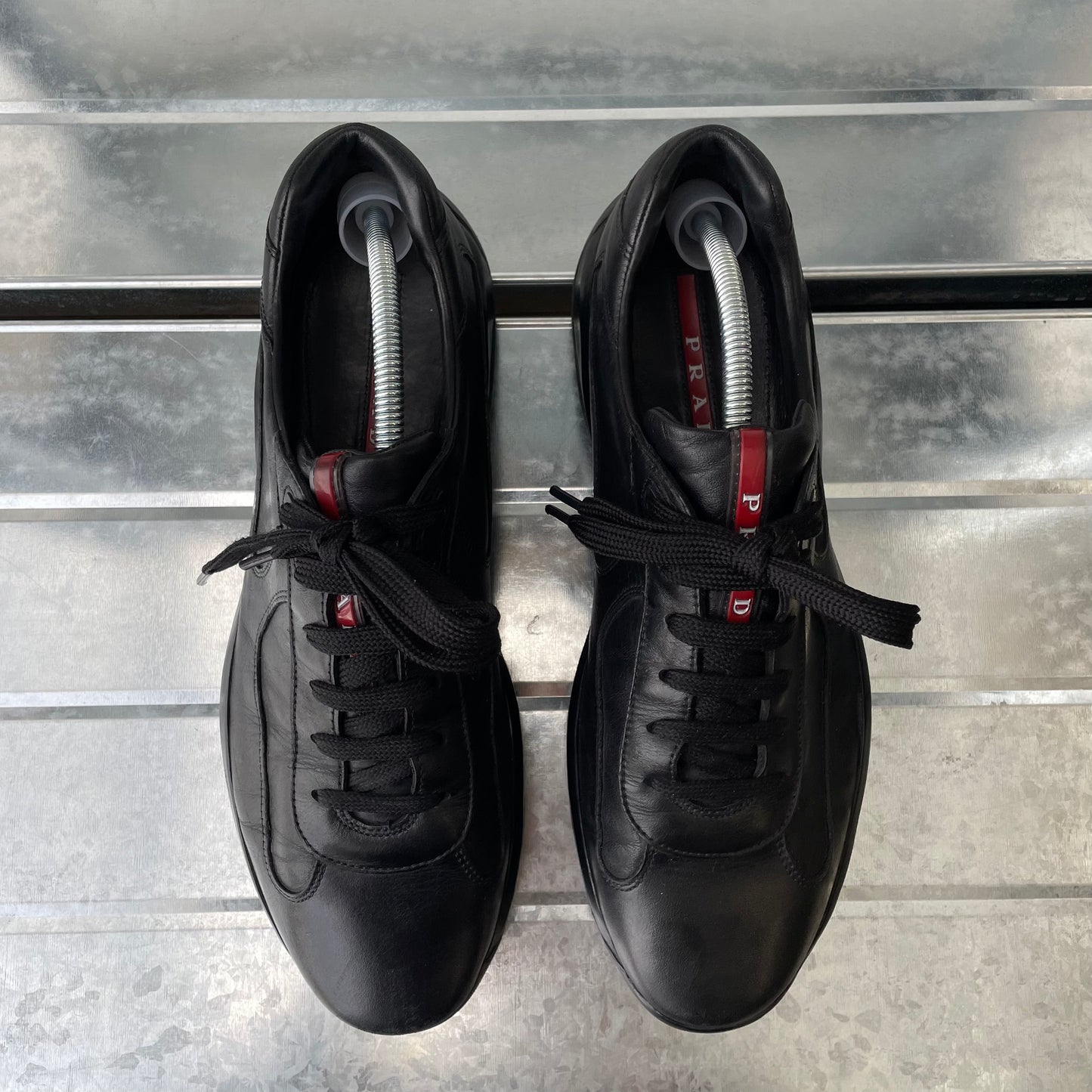 Prada Sport Black 00s All Leather Americas Cup Trainers