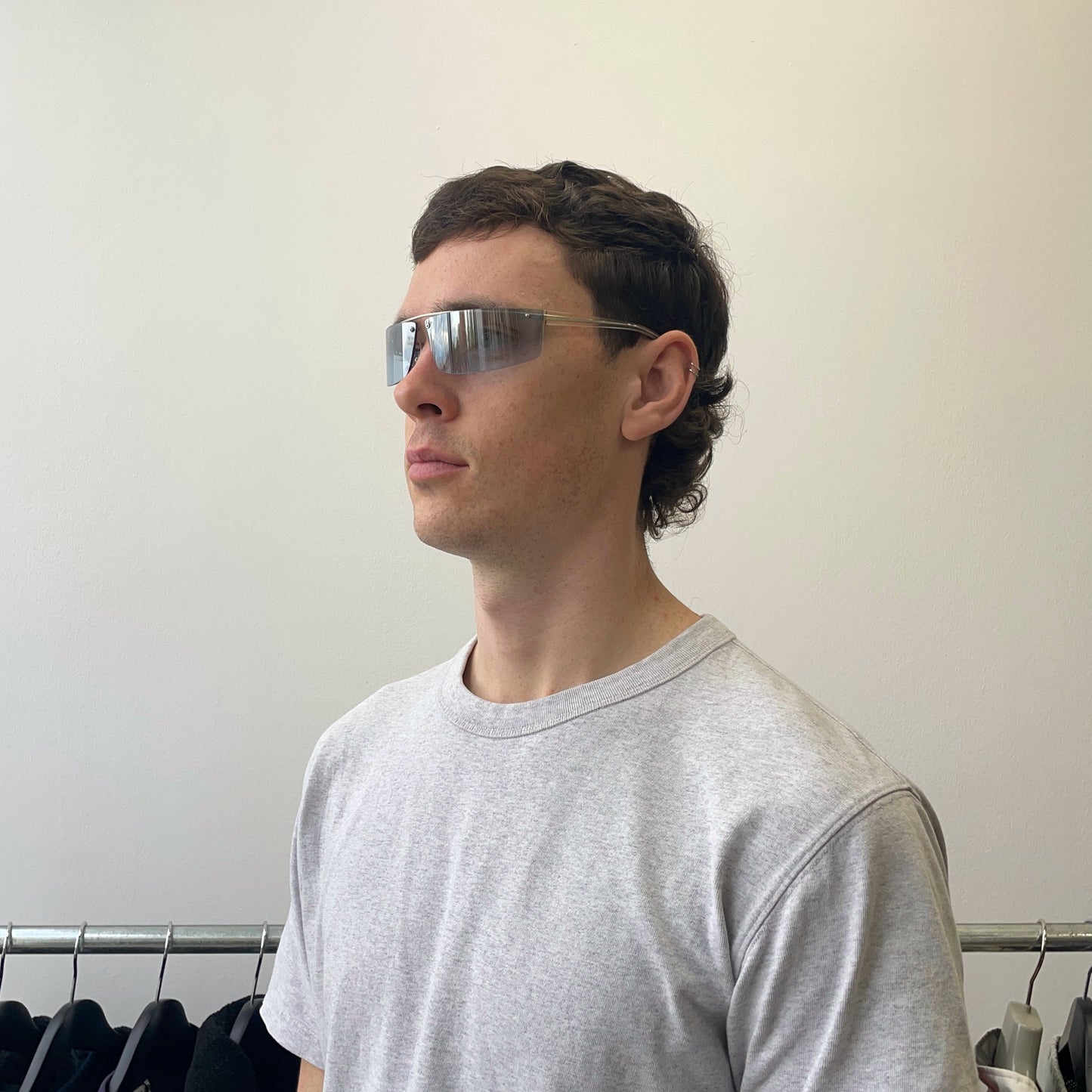 Prada Light Blue & Silver 00s Metal Frame Sunglasses