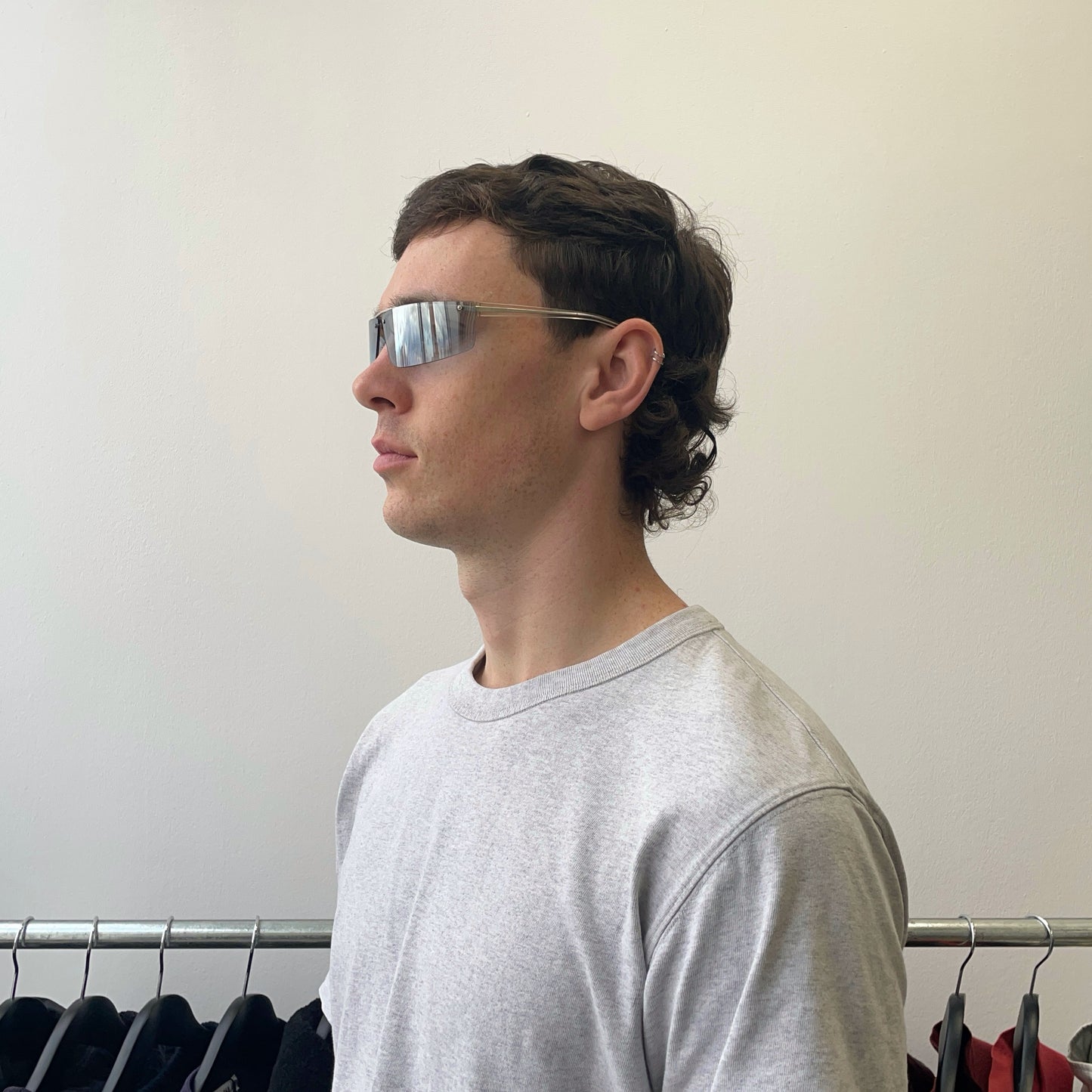 Prada Light Blue & Silver 00s Metal Frame Sunglasses