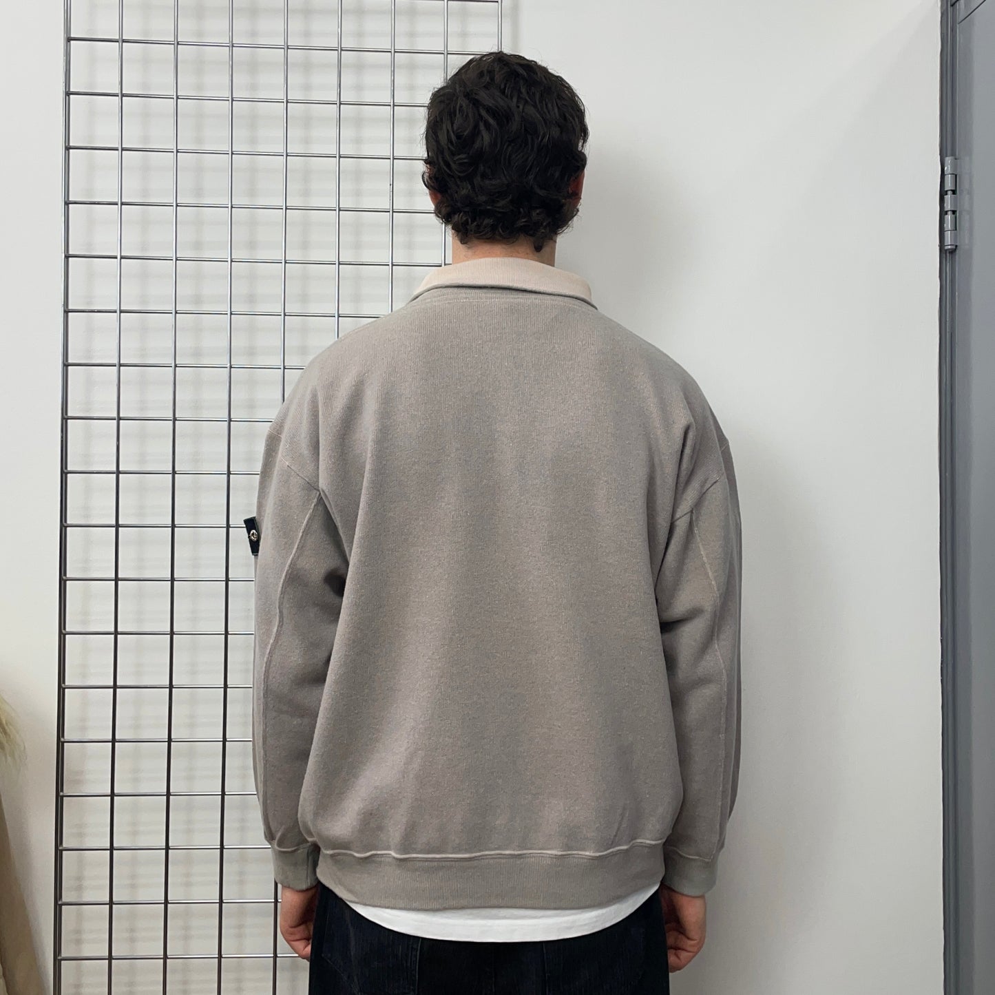 Stone Island Grey Pink 80s Silver Button Compass Emblem Roll-Neck Jumper