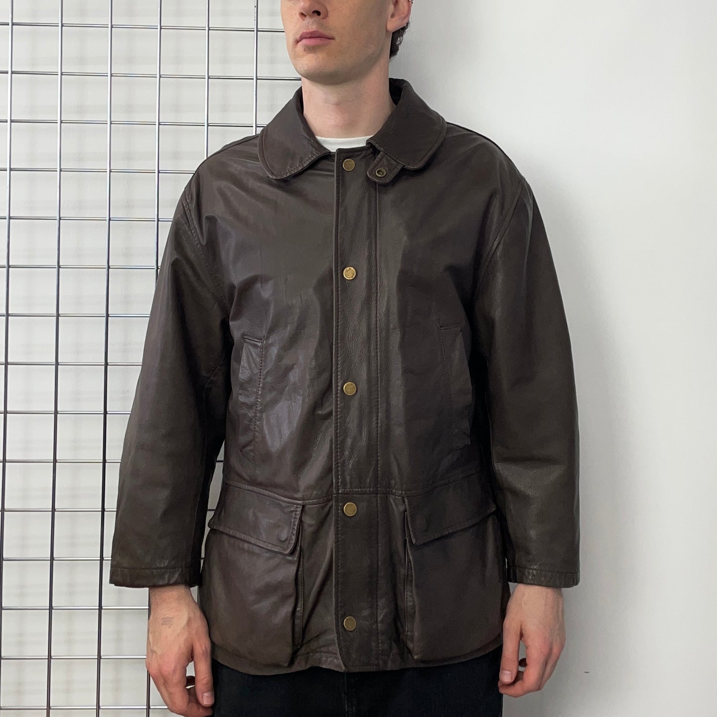 C.P. Company Brown 1992 Ideas From Massimo Osti Lined Leather Overcoat