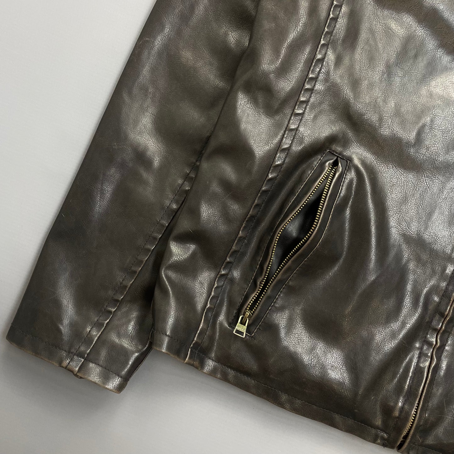 Levi's Brown PVC Leather-Style Faux Fur Lined Hooded Jacket