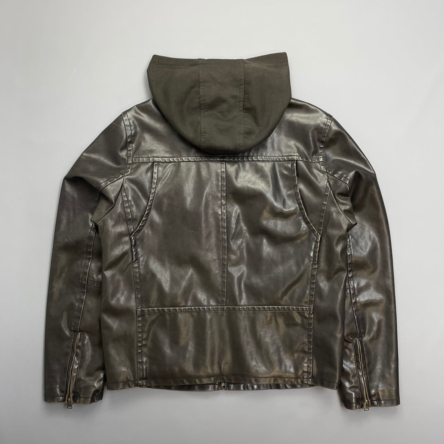 Levi's Brown PVC Leather-Style Faux Fur Lined Hooded Jacket