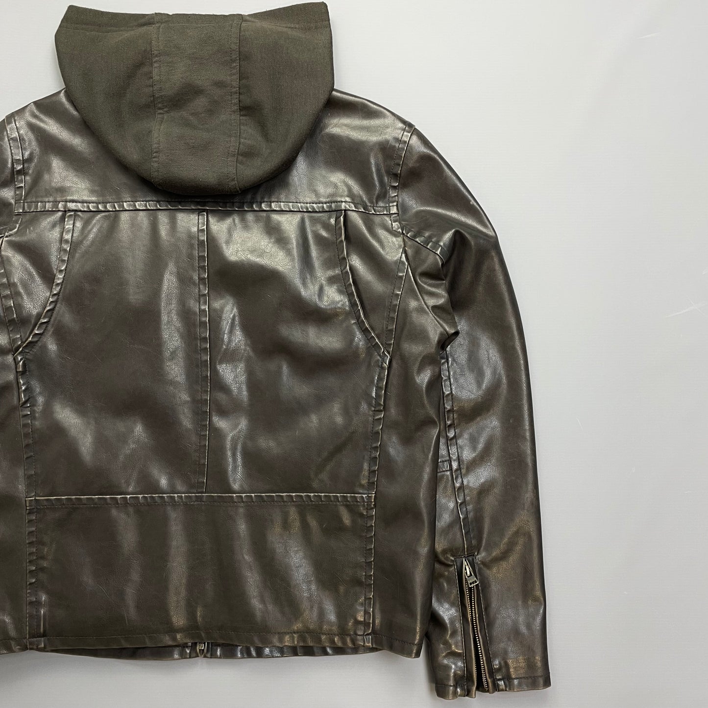 Levi's Brown PVC Leather-Style Faux Fur Lined Hooded Jacket