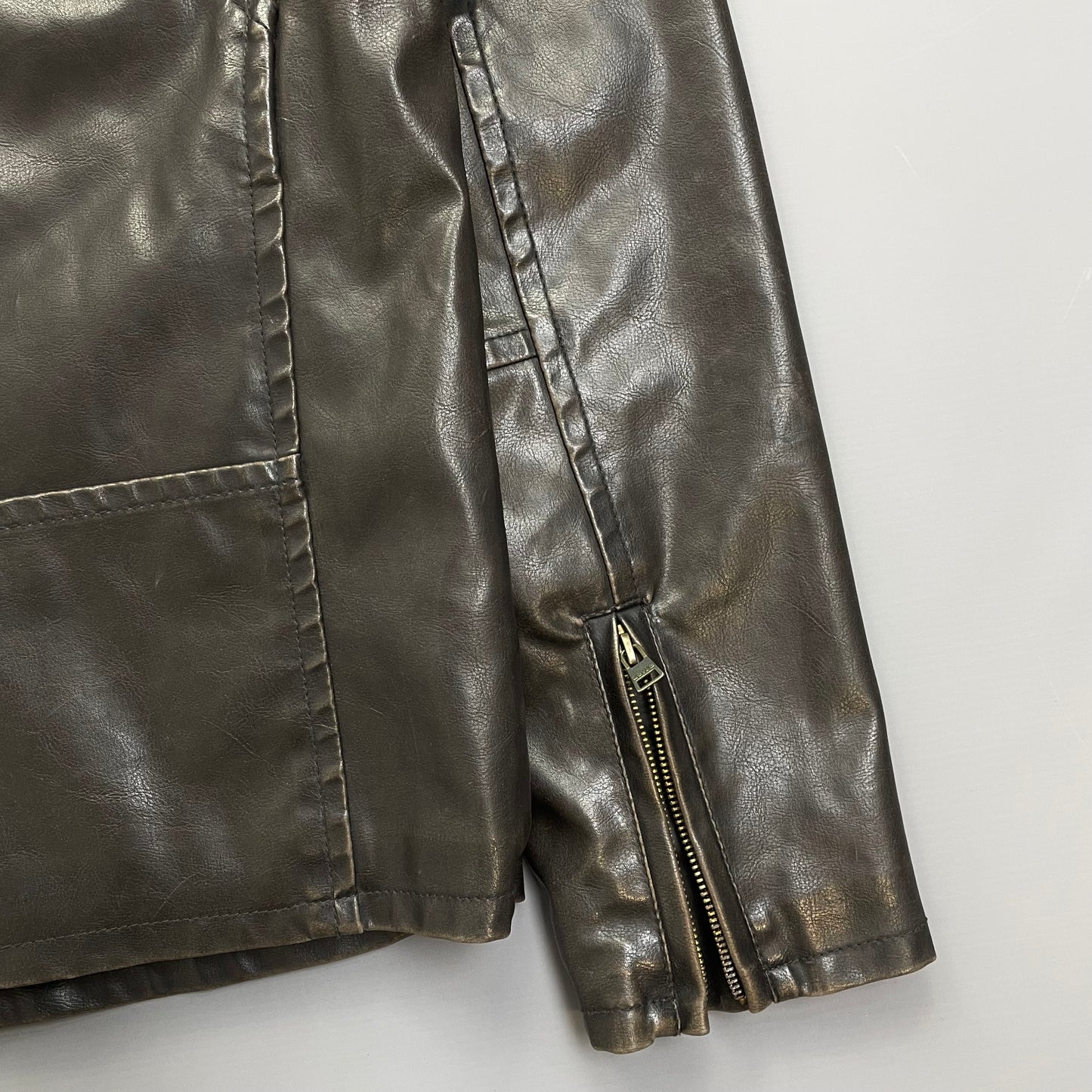 Levi's Brown PVC Leather-Style Faux Fur Lined Hooded Jacket