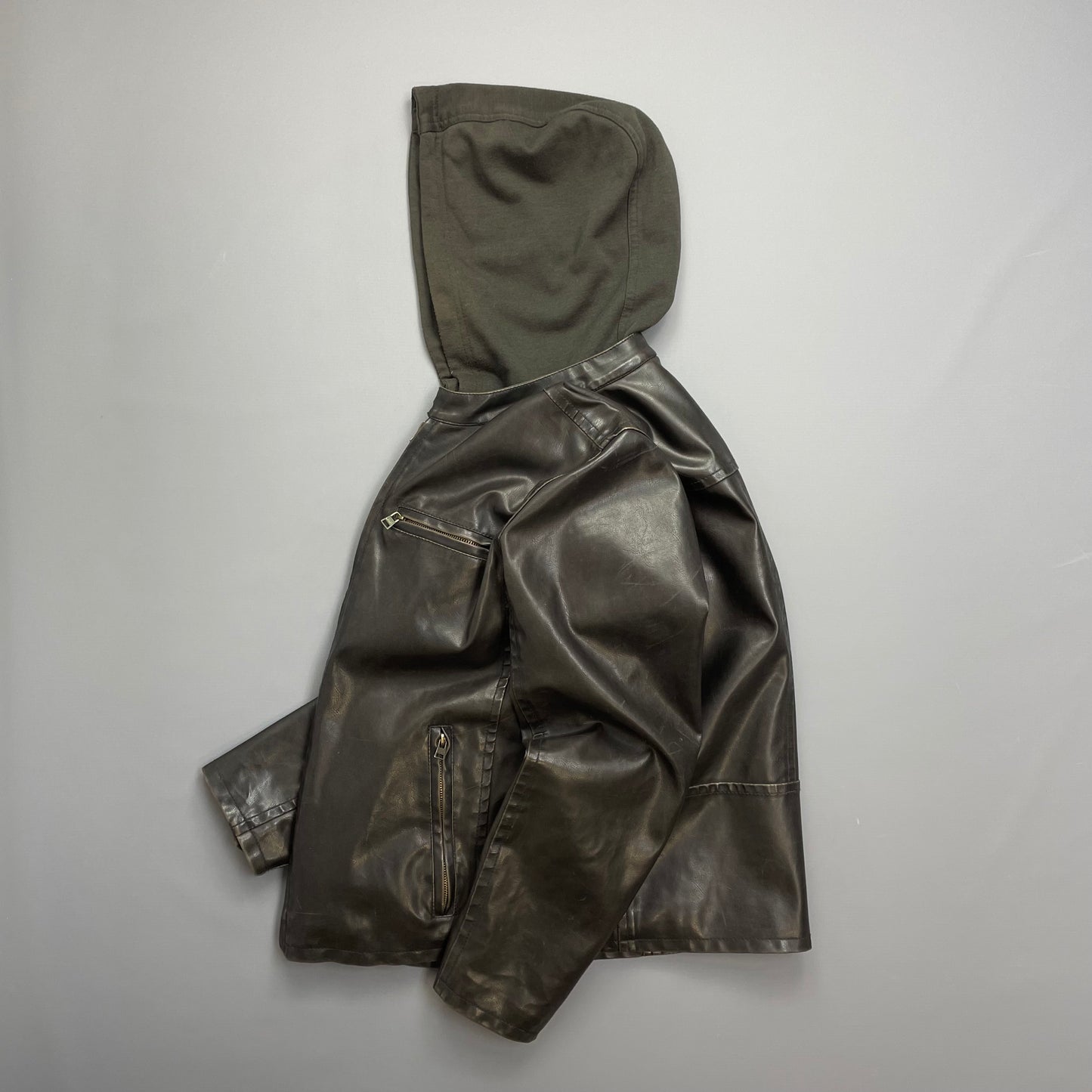 Levi's Brown PVC Leather-Style Faux Fur Lined Hooded Jacket