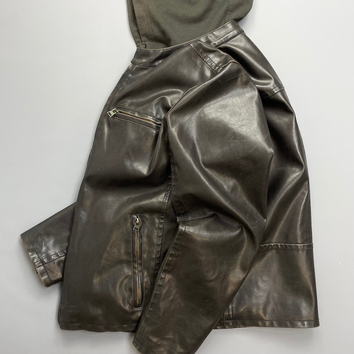 Levi's Brown PVC Leather-Style Faux Fur Lined Hooded Jacket