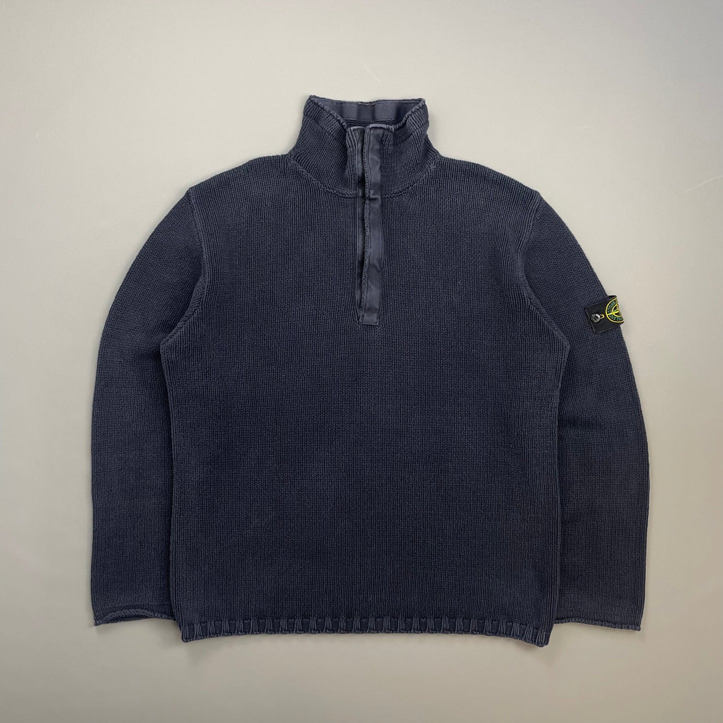Stone Island Navy SS02 Heavyweight Half-Zip Knit Jumper