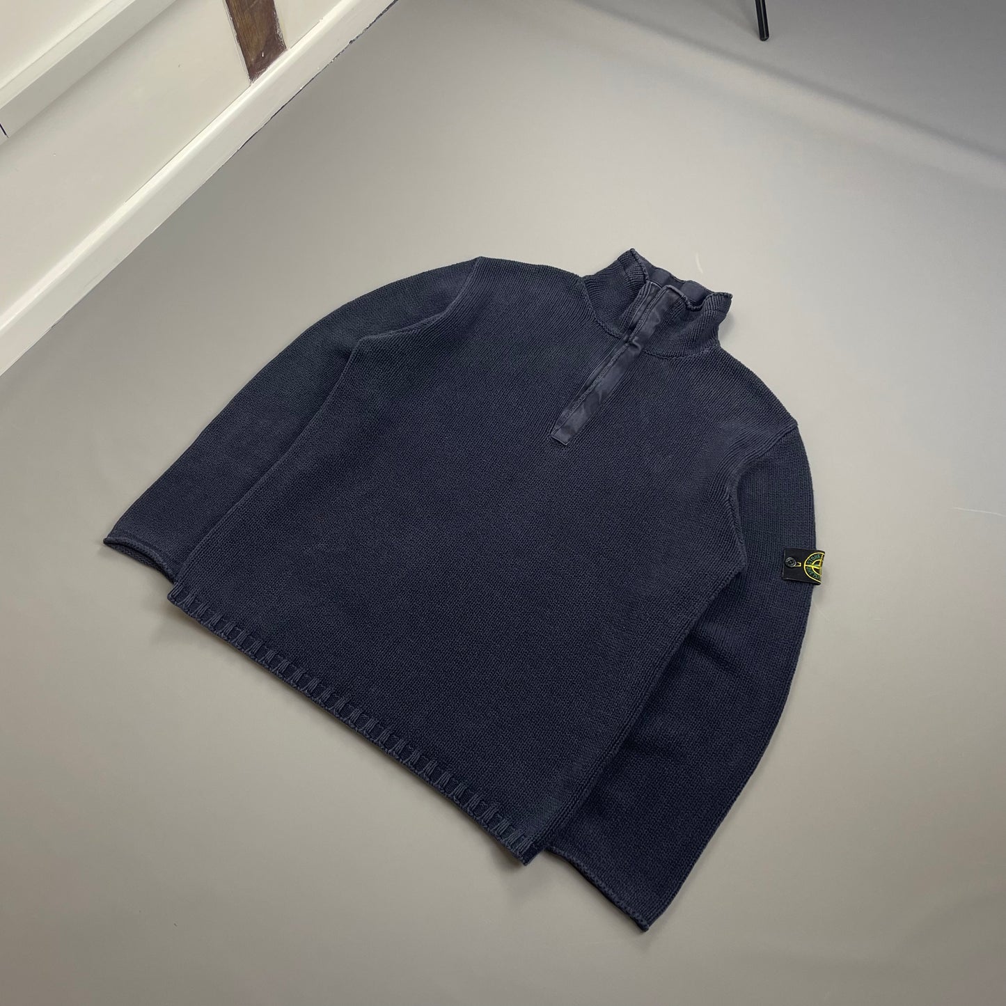 Stone Island Navy SS02 Heavyweight Half-Zip Knit Jumper