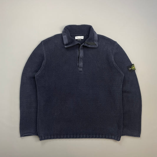 Stone Island Navy SS02 Heavyweight Half-Zip Knit Jumper