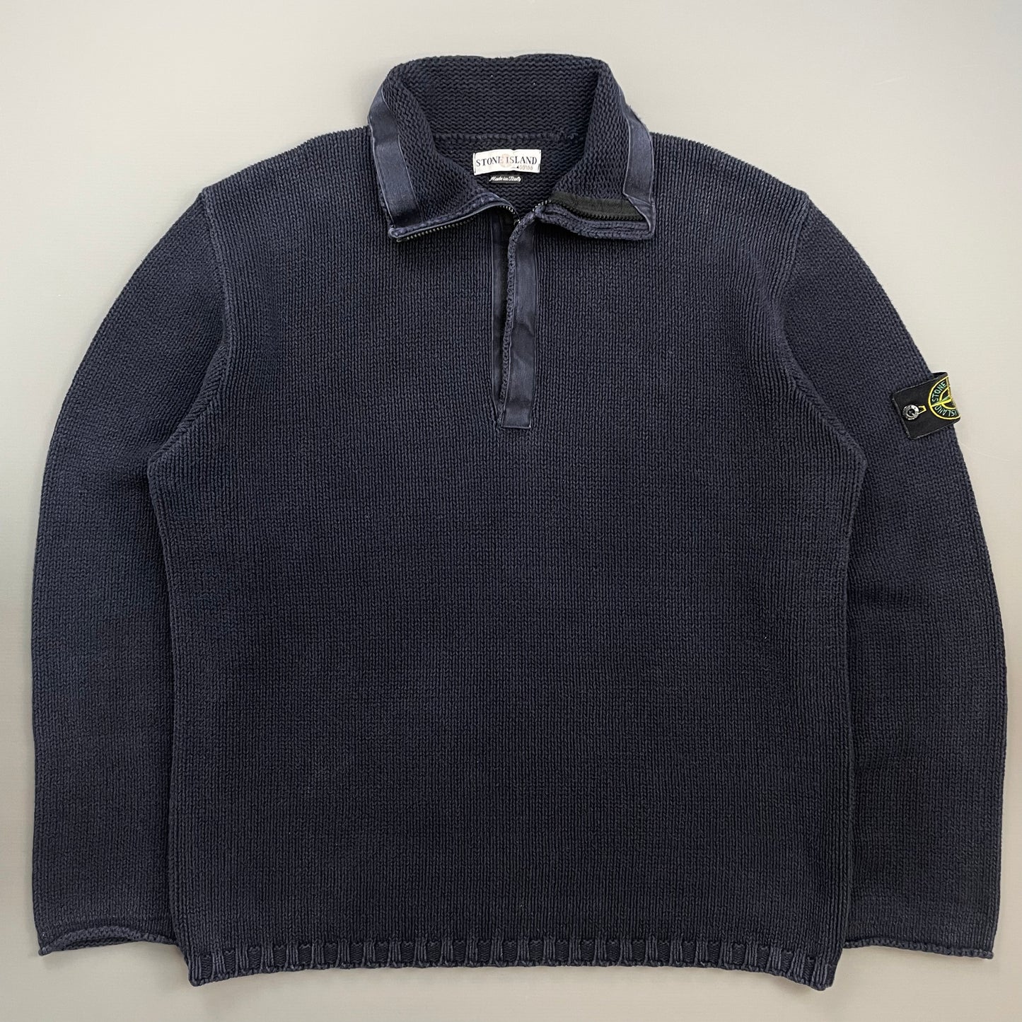 Stone Island Navy SS02 Heavyweight Half-Zip Knit Jumper