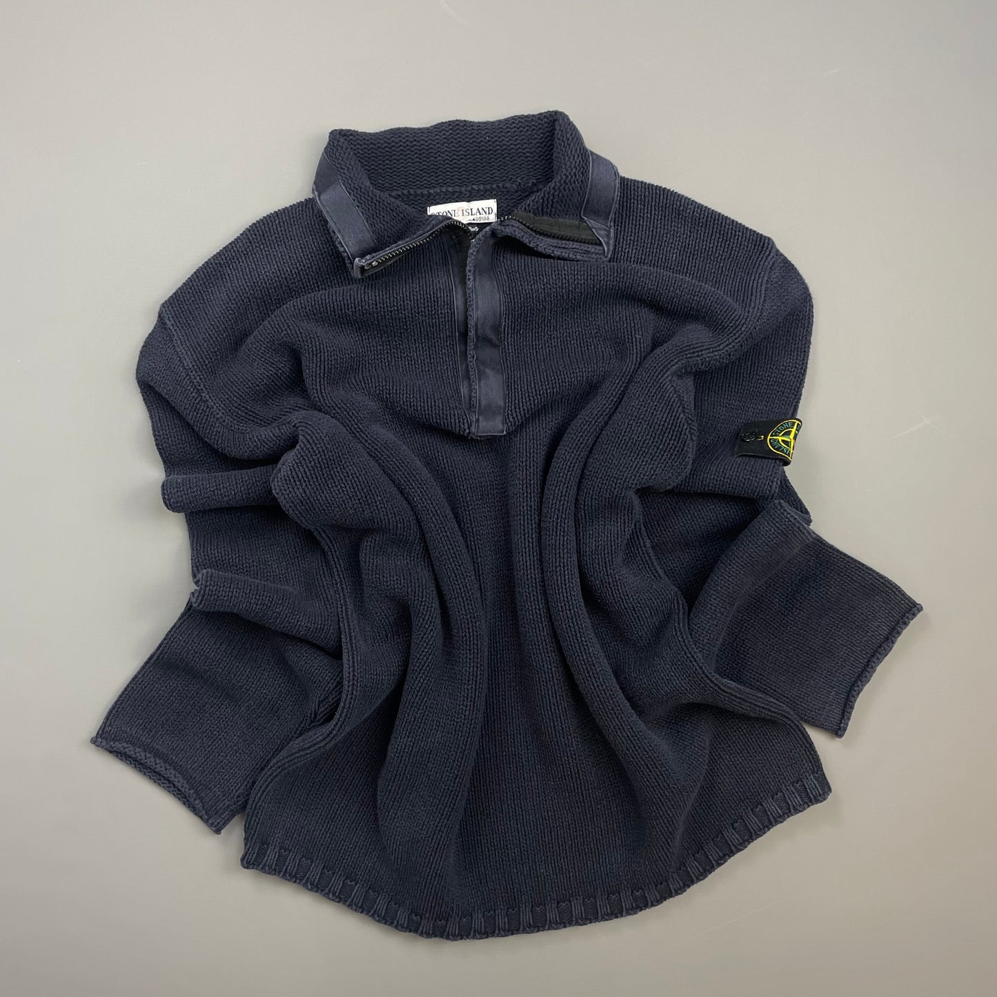 Stone Island Navy SS02 Heavyweight Half-Zip Knit Jumper