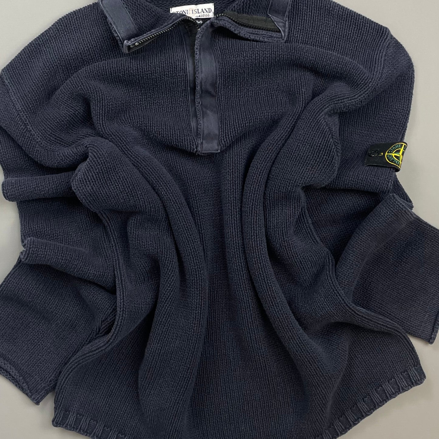 Stone Island Navy SS02 Heavyweight Half-Zip Knit Jumper