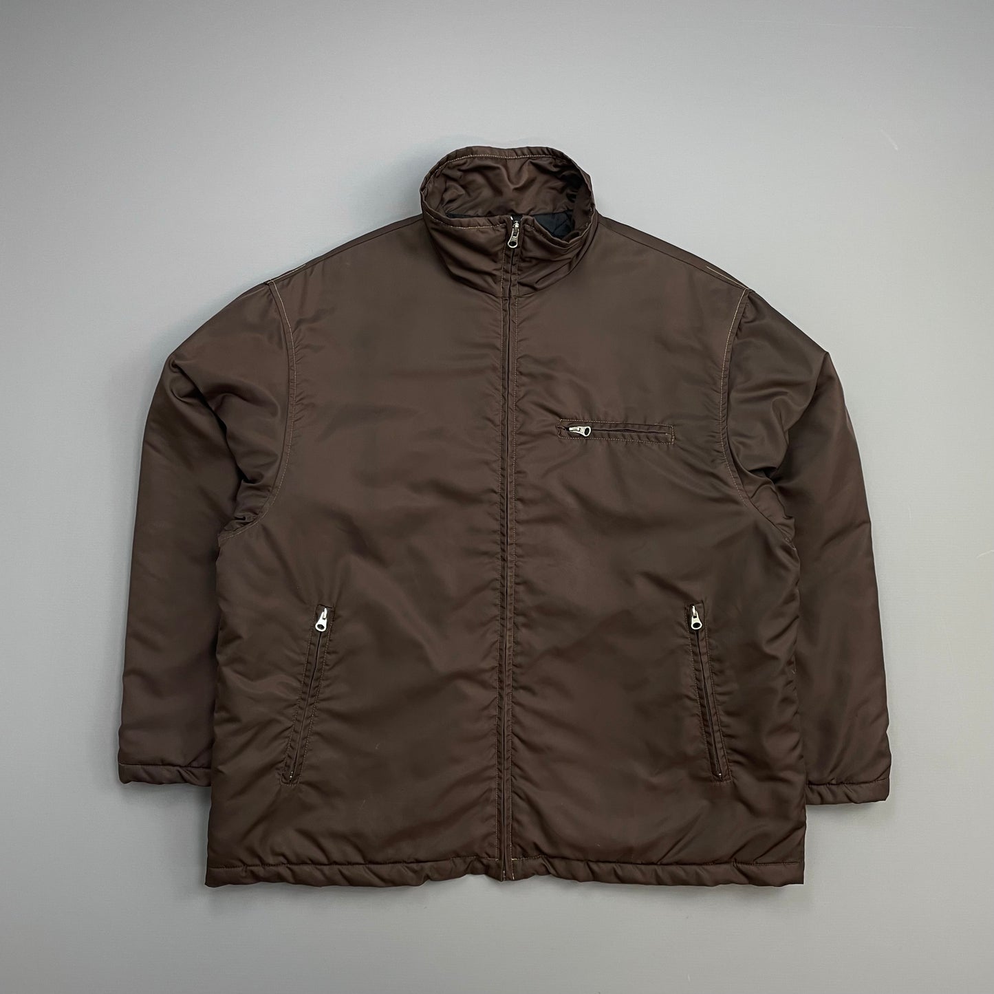 Katharine Hamnett Denim 90s Brown Nylon Padded Harrington Jacket