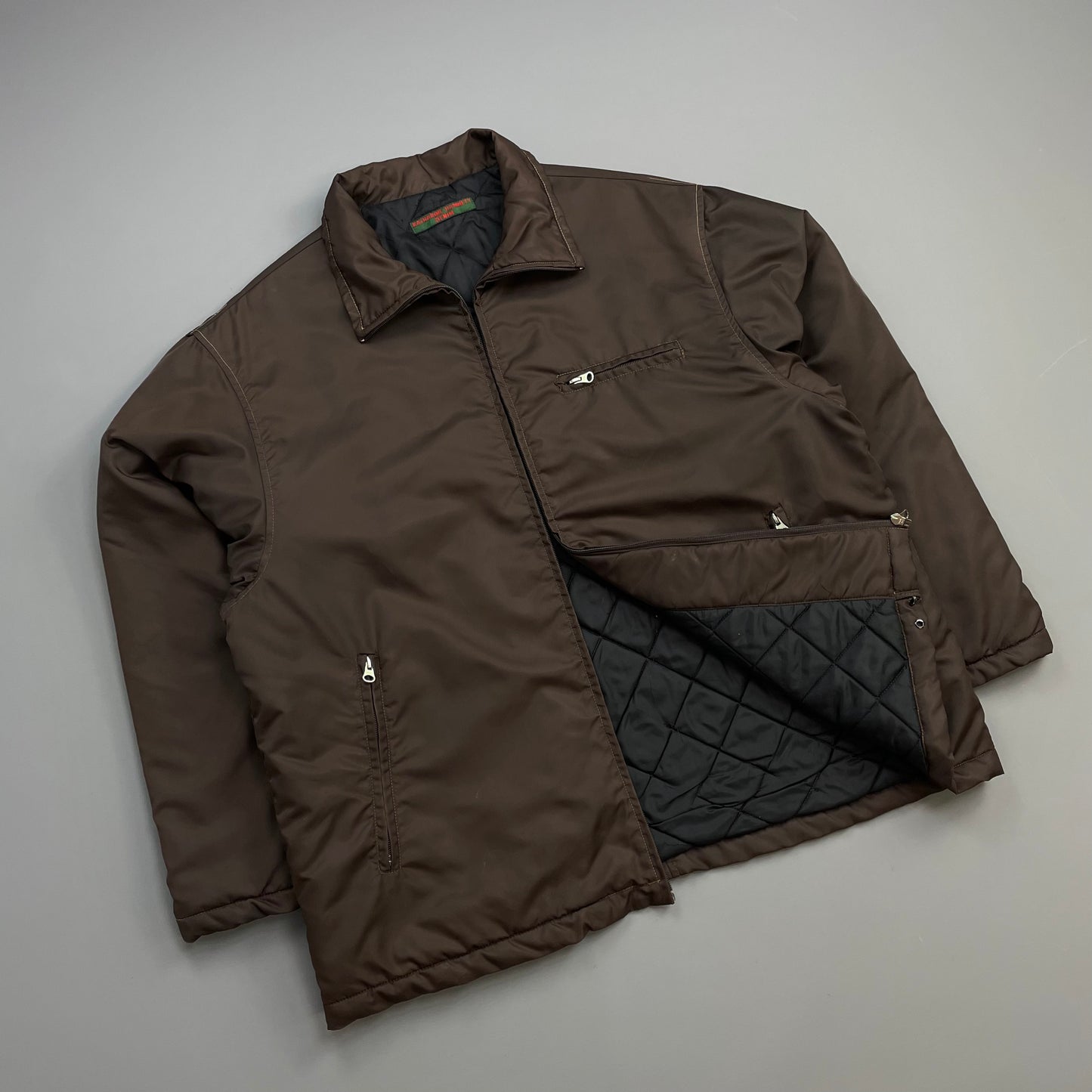 Katharine Hamnett Denim 90s Brown Nylon Padded Harrington Jacket