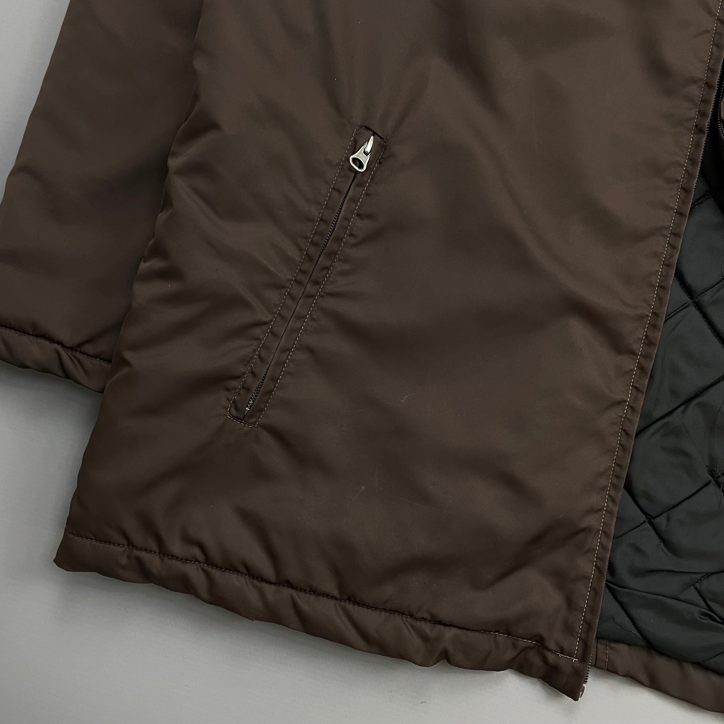 Katharine Hamnett Denim 90s Brown Nylon Padded Harrington Jacket