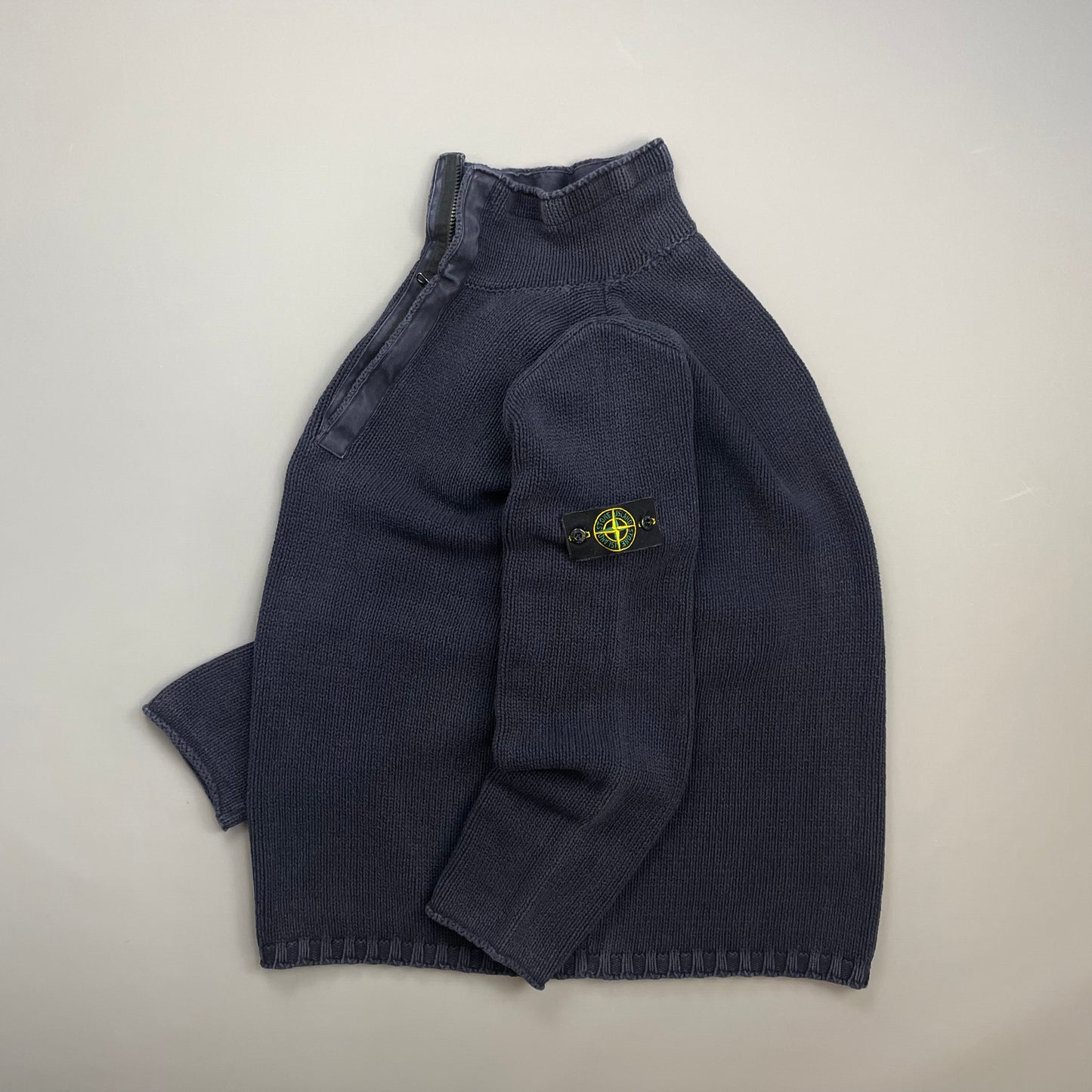 Stone Island Navy SS02 Heavyweight Half-Zip Knit Jumper