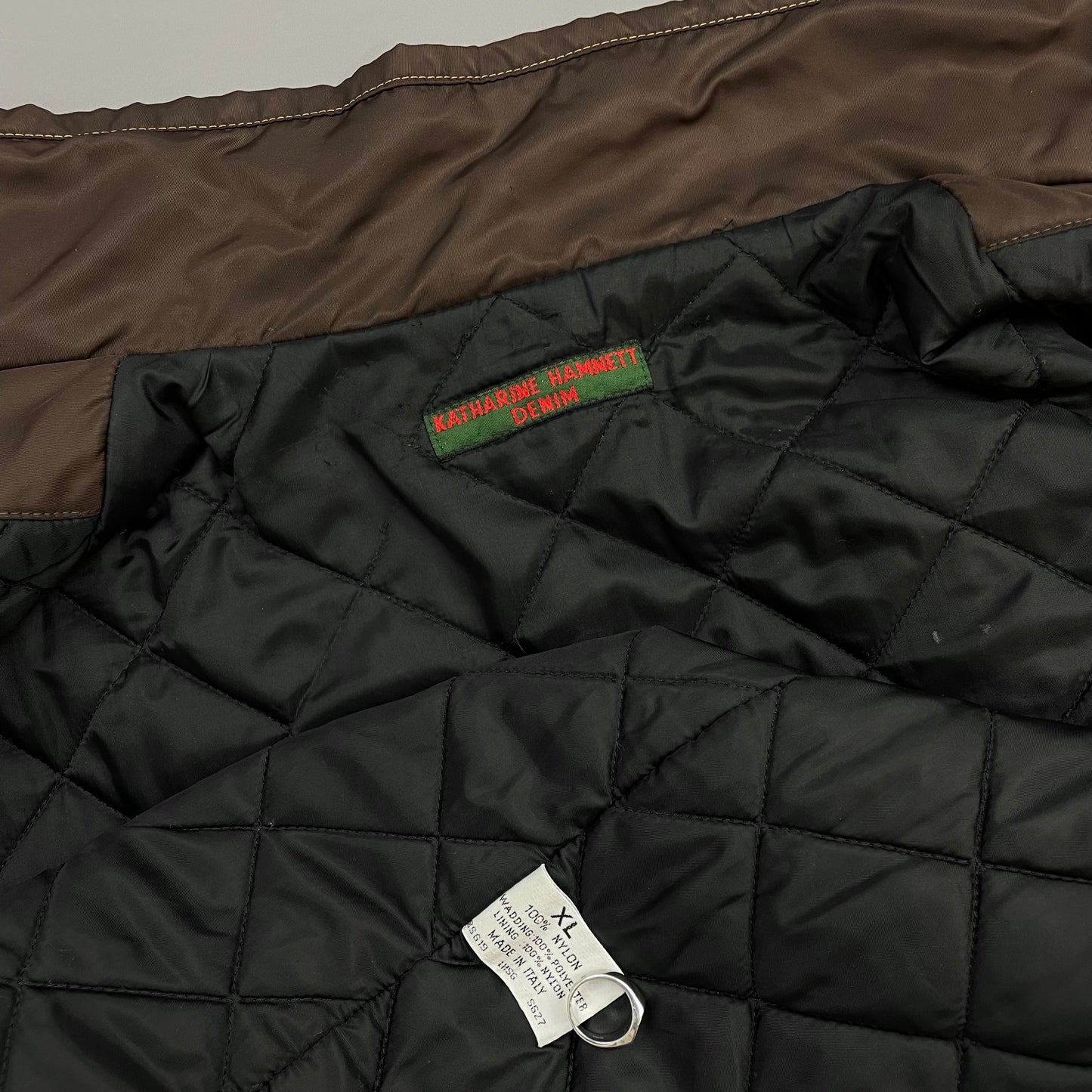 Katharine Hamnett Denim 90s Brown Nylon Padded Harrington Jacket