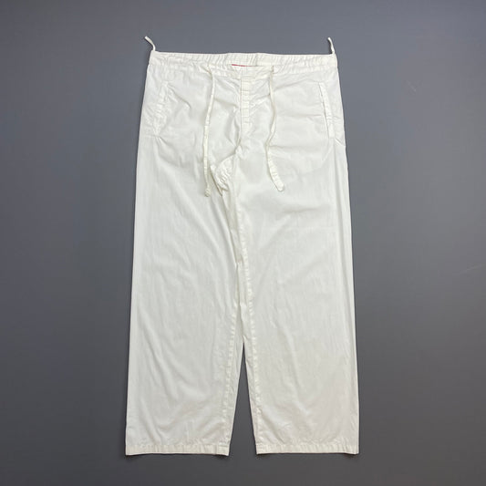 Prada Sport White SS99 Wide Leg Cotton Trousers