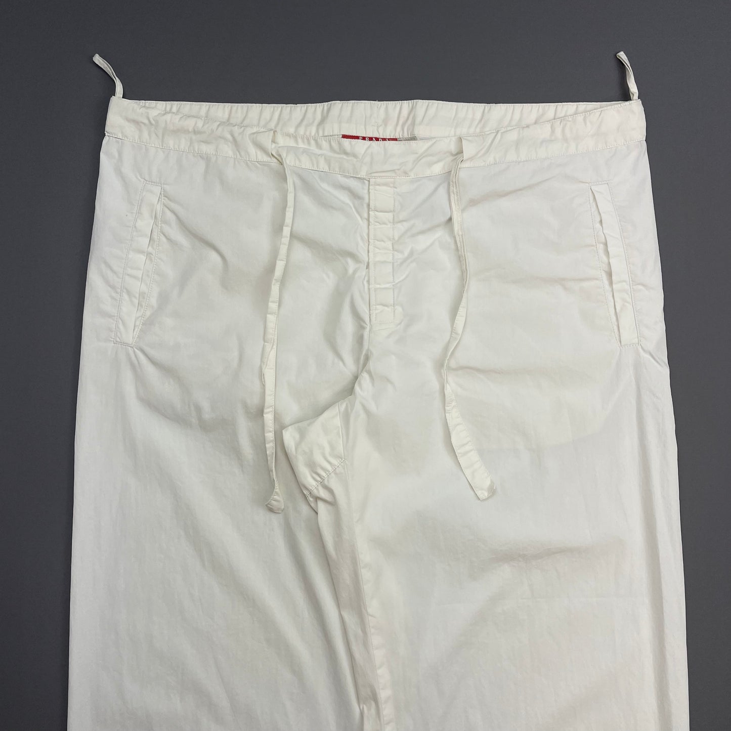 Prada Sport White SS99 Wide Leg Cotton Trousers