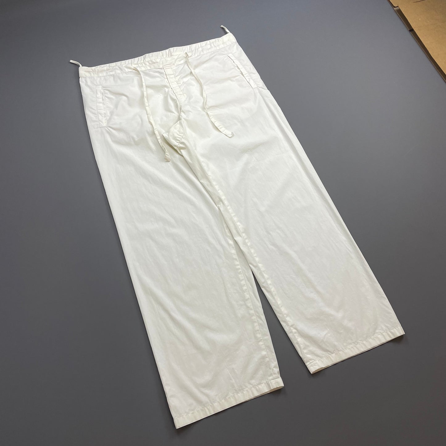 Prada Sport White SS99 Wide Leg Cotton Trousers