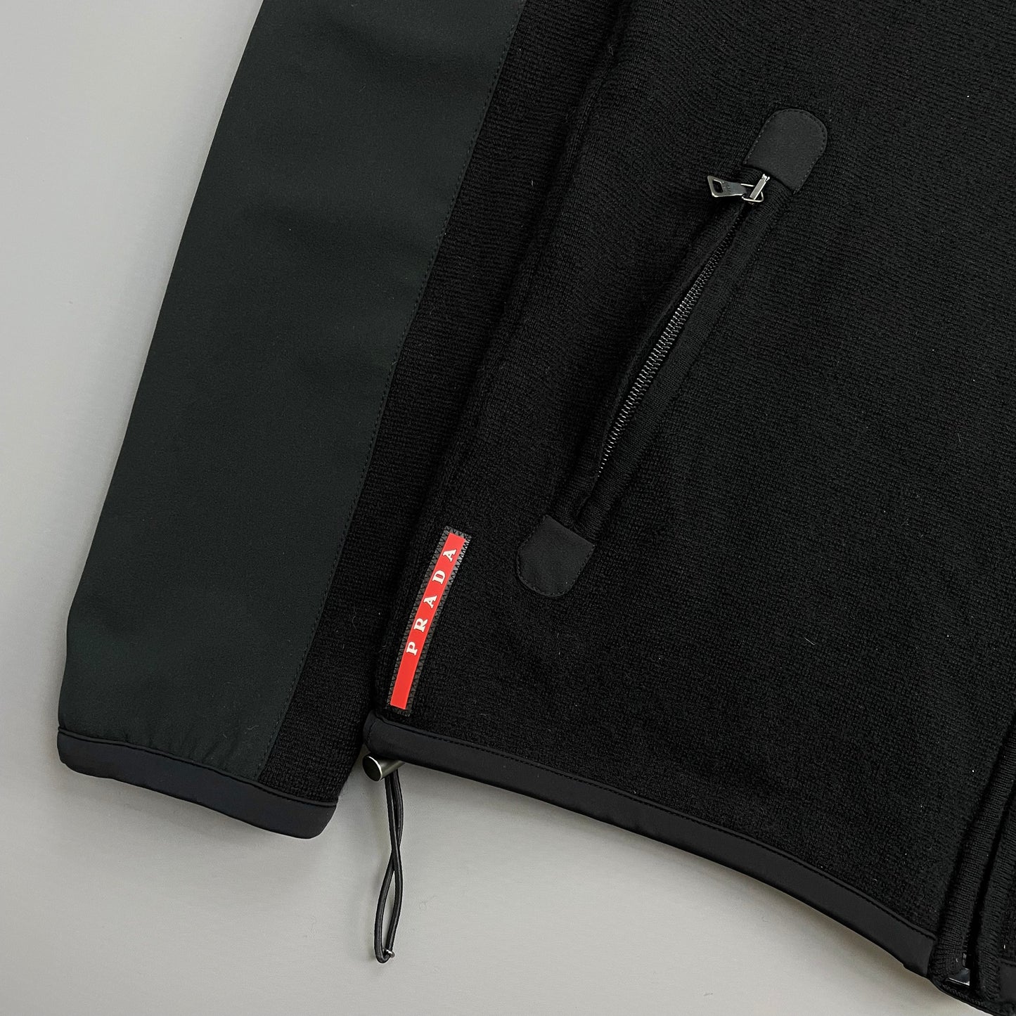 Prada Sport Black Wool & Nylon Technical Knit Jacket