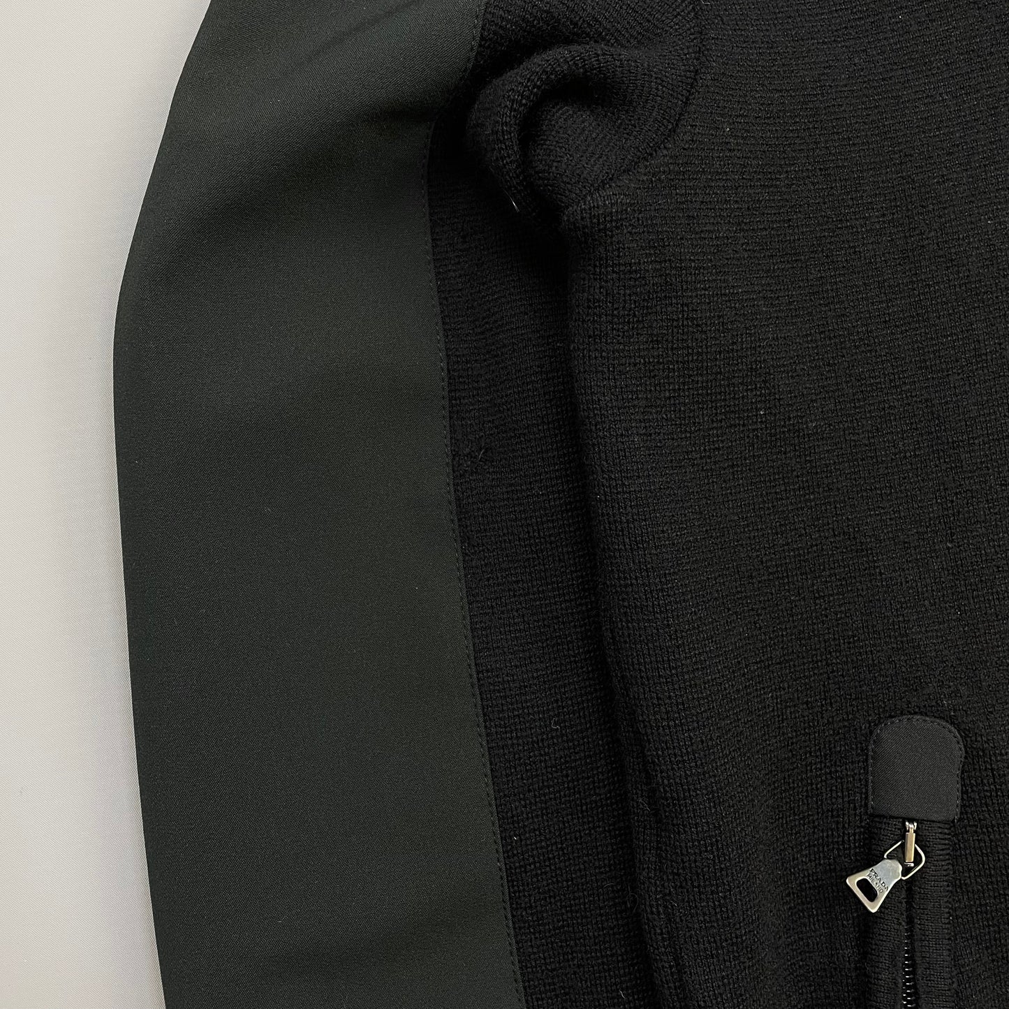 Prada Sport Black Wool & Nylon Technical Knit Jacket