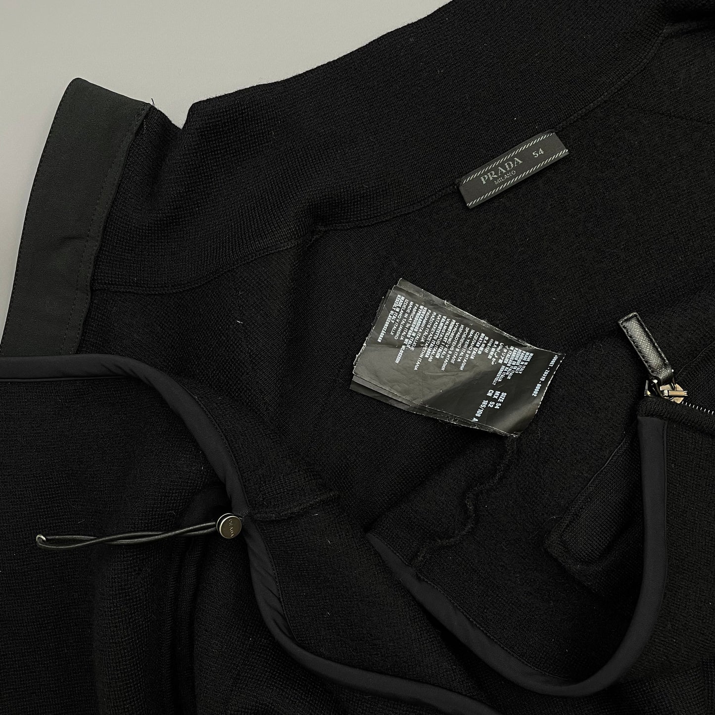 Prada Sport Black Wool & Nylon Technical Knit Jacket