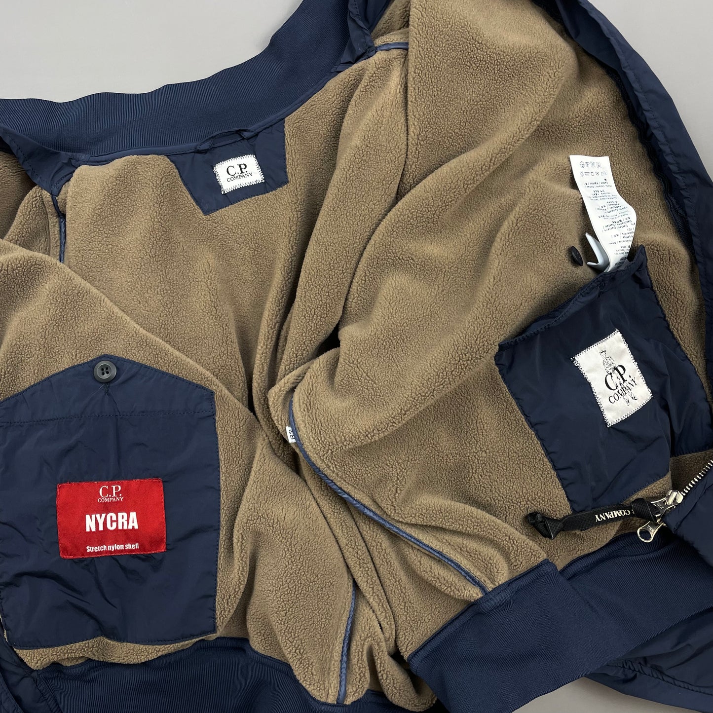 C.P. Company Blue Fleece-Lined Nycra Lens Bomber Jacket