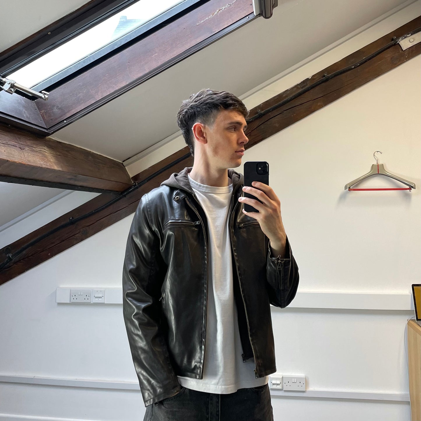 Levi's Brown PVC Leather-Style Faux Fur Lined Hooded Jacket