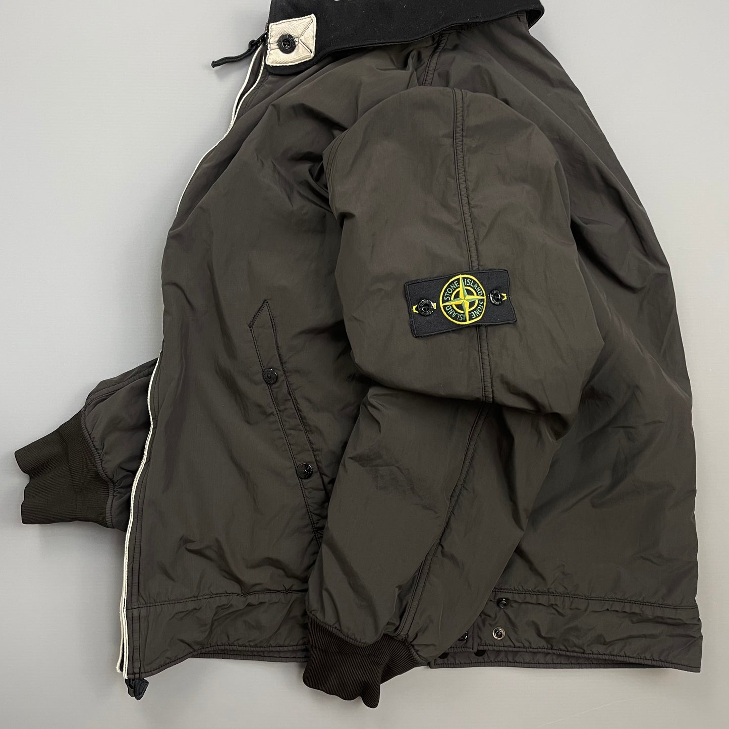 Stone Island Brown AW06 Coated Nylon-Cotton Lined Bomber Jacket