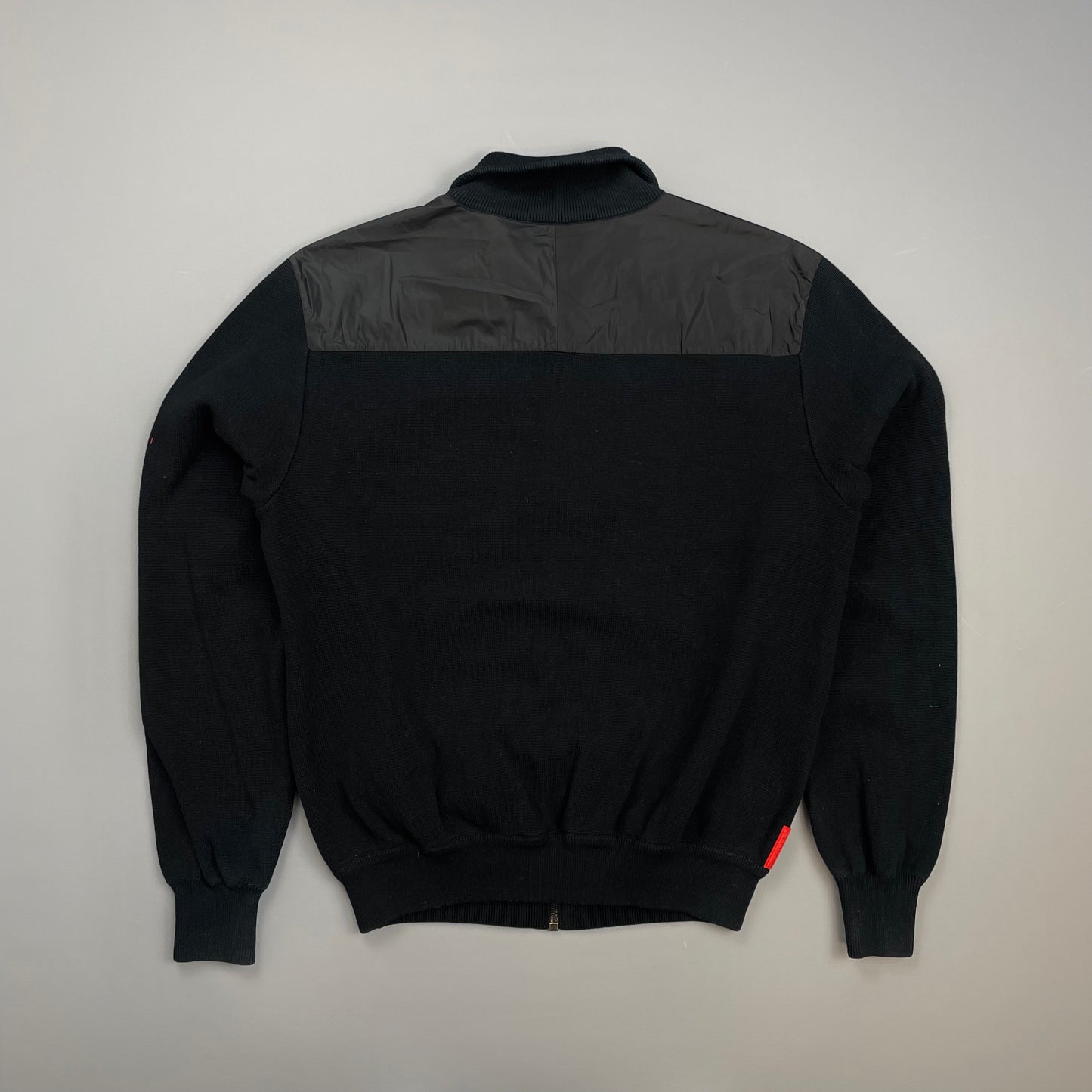 Prada Sport Black 2008 Cotton Knit Nylon Torso Zip-Through Jacket