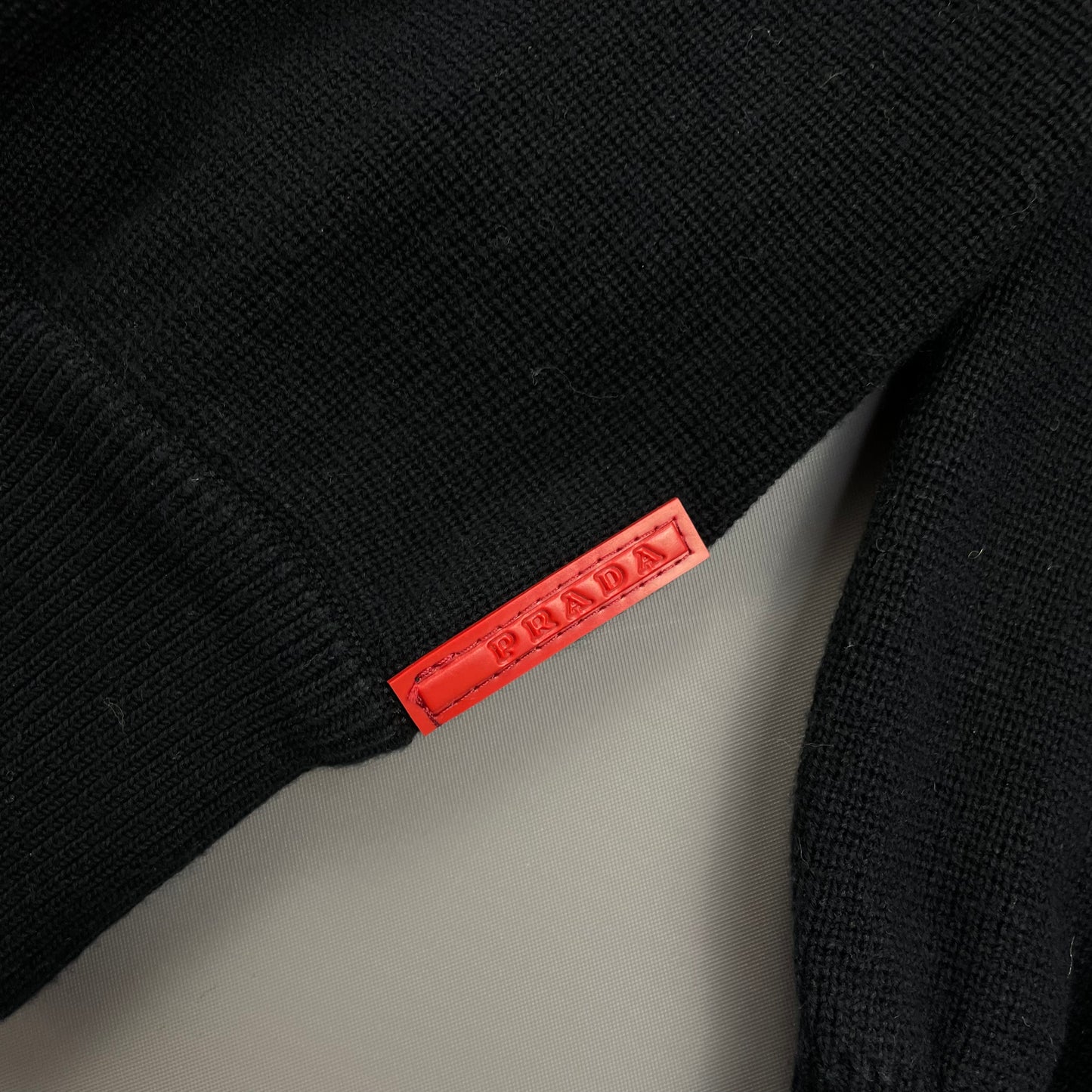Prada Sport Black 2008 Cotton Knit Nylon Torso Zip-Through Jacket