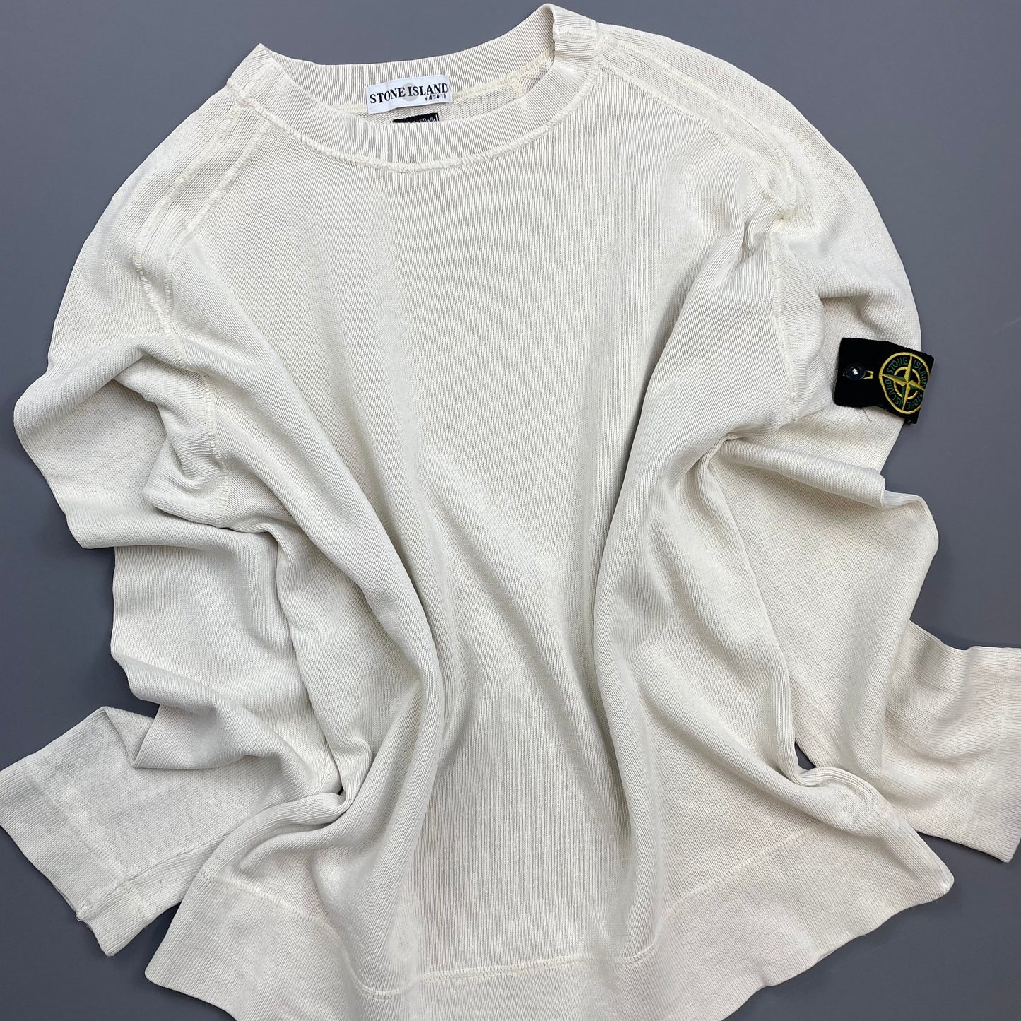 Stone Island Cream SS02 Lightweight Knit Crewneck Jumper