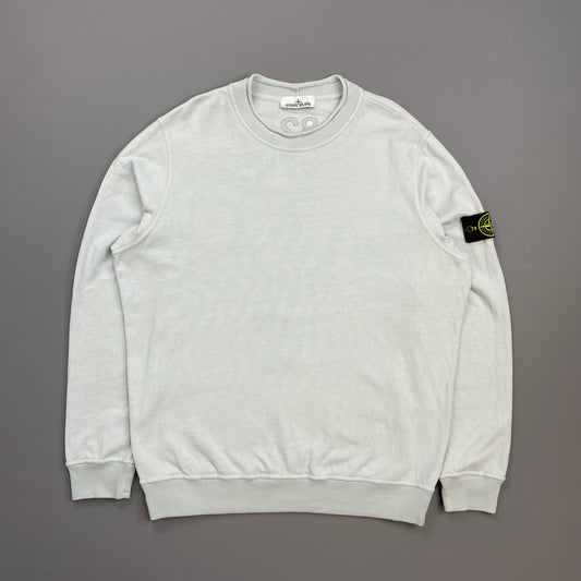 Stone Island Blue AW22 40th Anniversary Embroidered Raw-Edge Mockneck Jumper