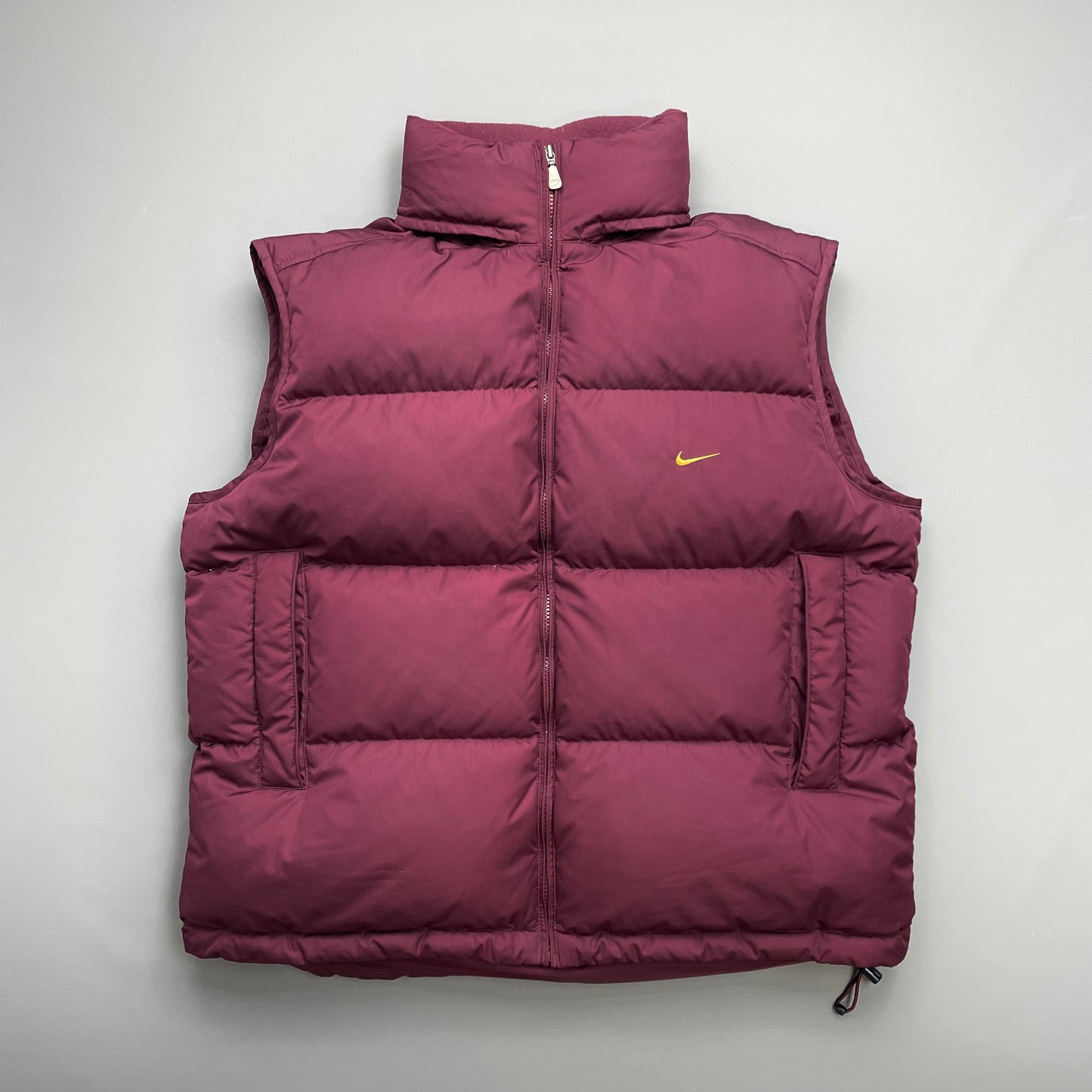 Nike Maroon 2002 Fall Release Down Puffer Gilet Vest w/ Concealed Hood