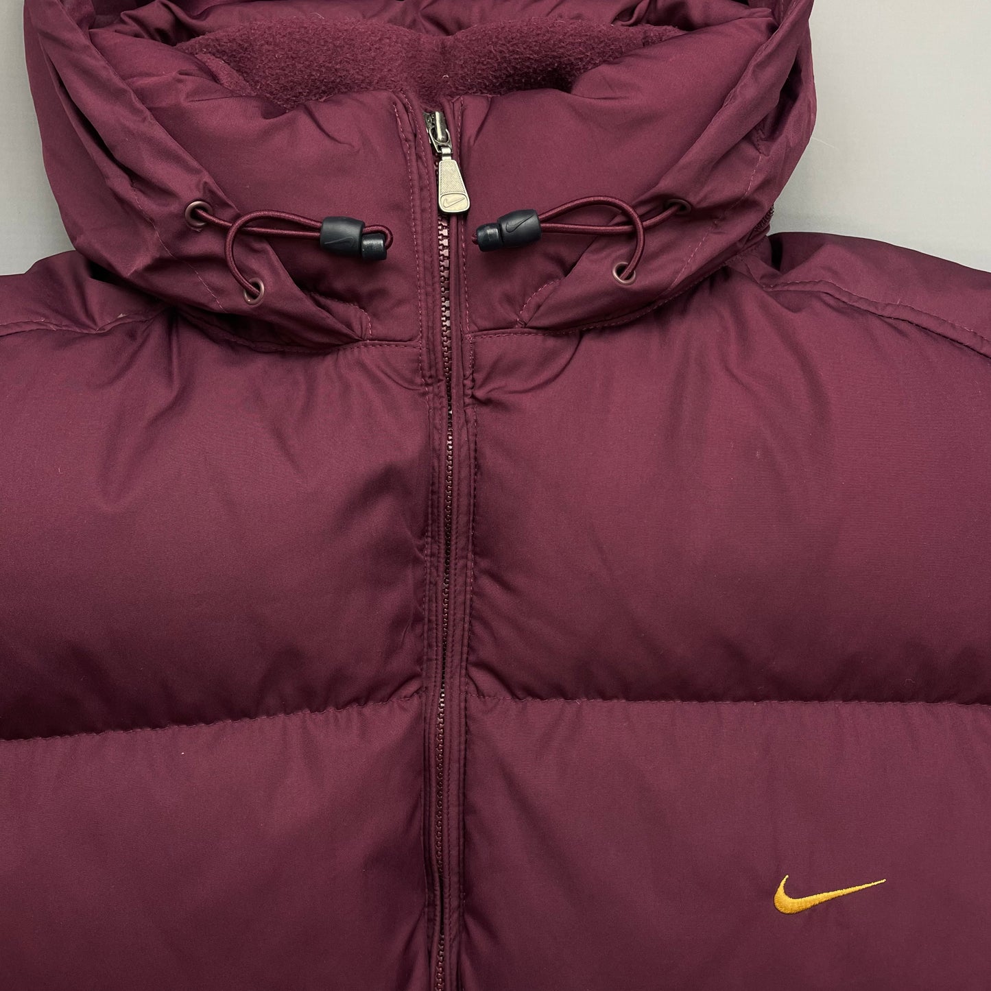 Nike Maroon 2002 Fall Release Down Puffer Gilet Vest w/ Concealed Hood